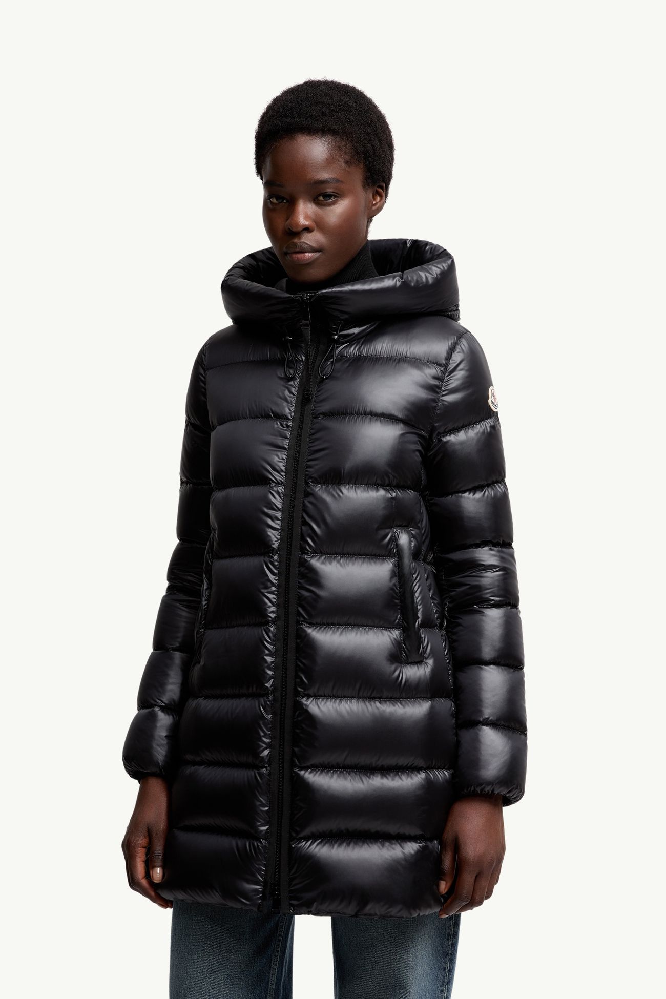 Suyenne 후드 미디 길이 다운 재킷 여성 블랙 Moncler 3