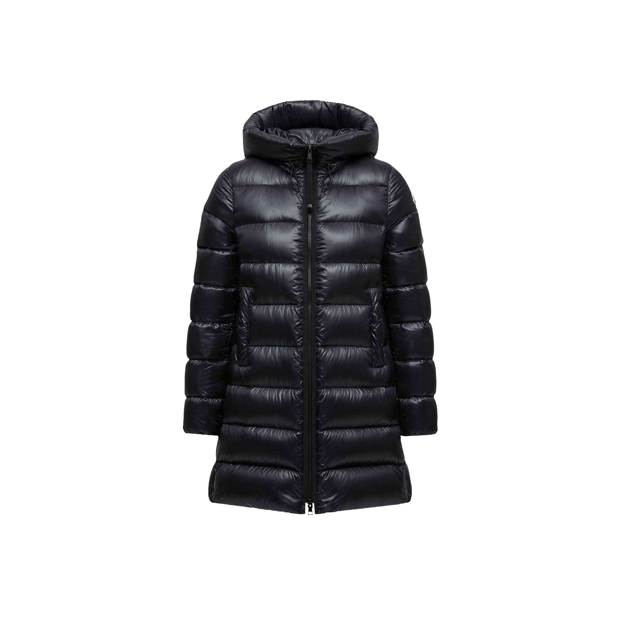 Moncler   Suyenne Hooded Mid-Length Down Jacket for Women in Black, Size: 10