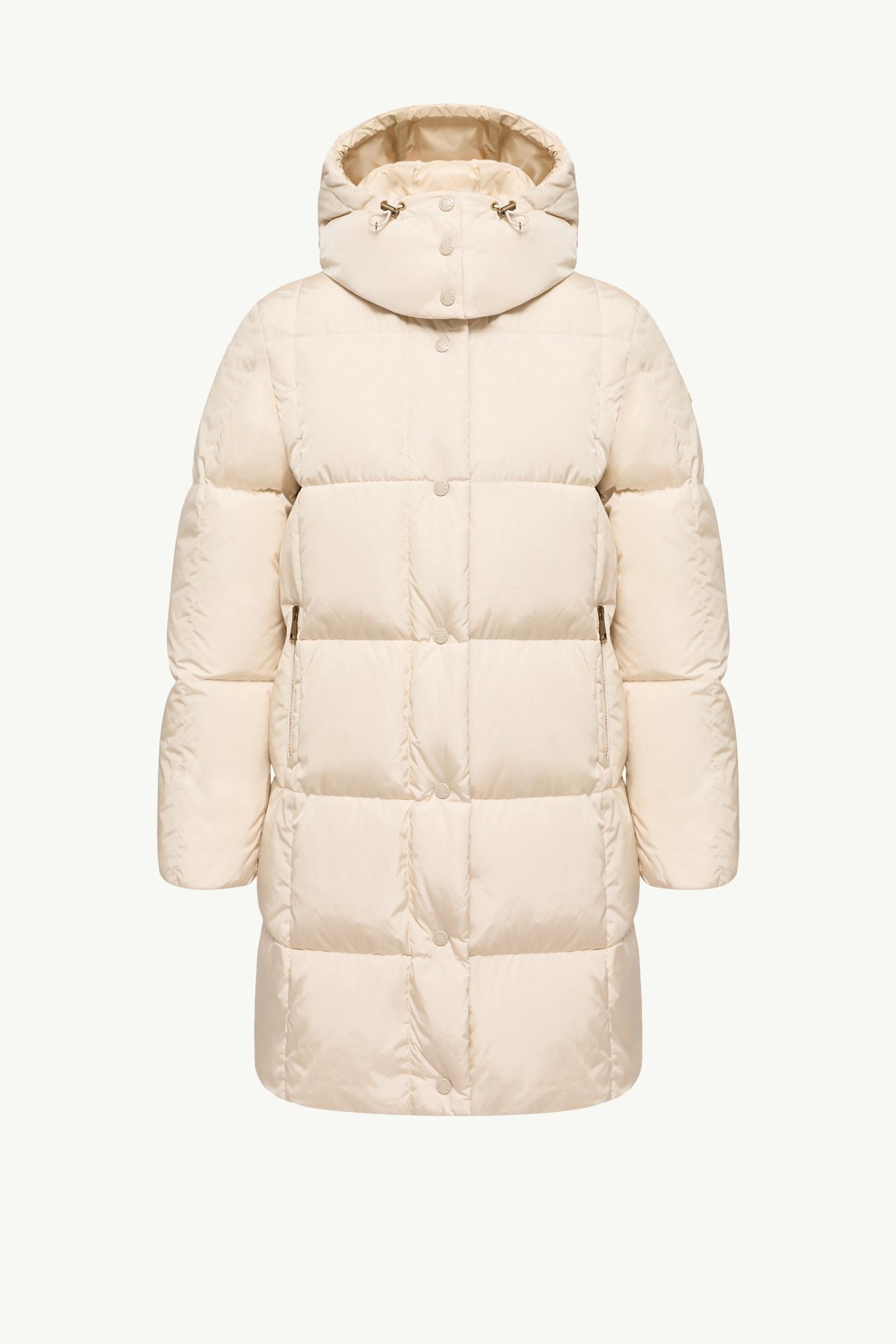 White Ivory Litte Square-Quilted Hooded Long Down Jacket - Long