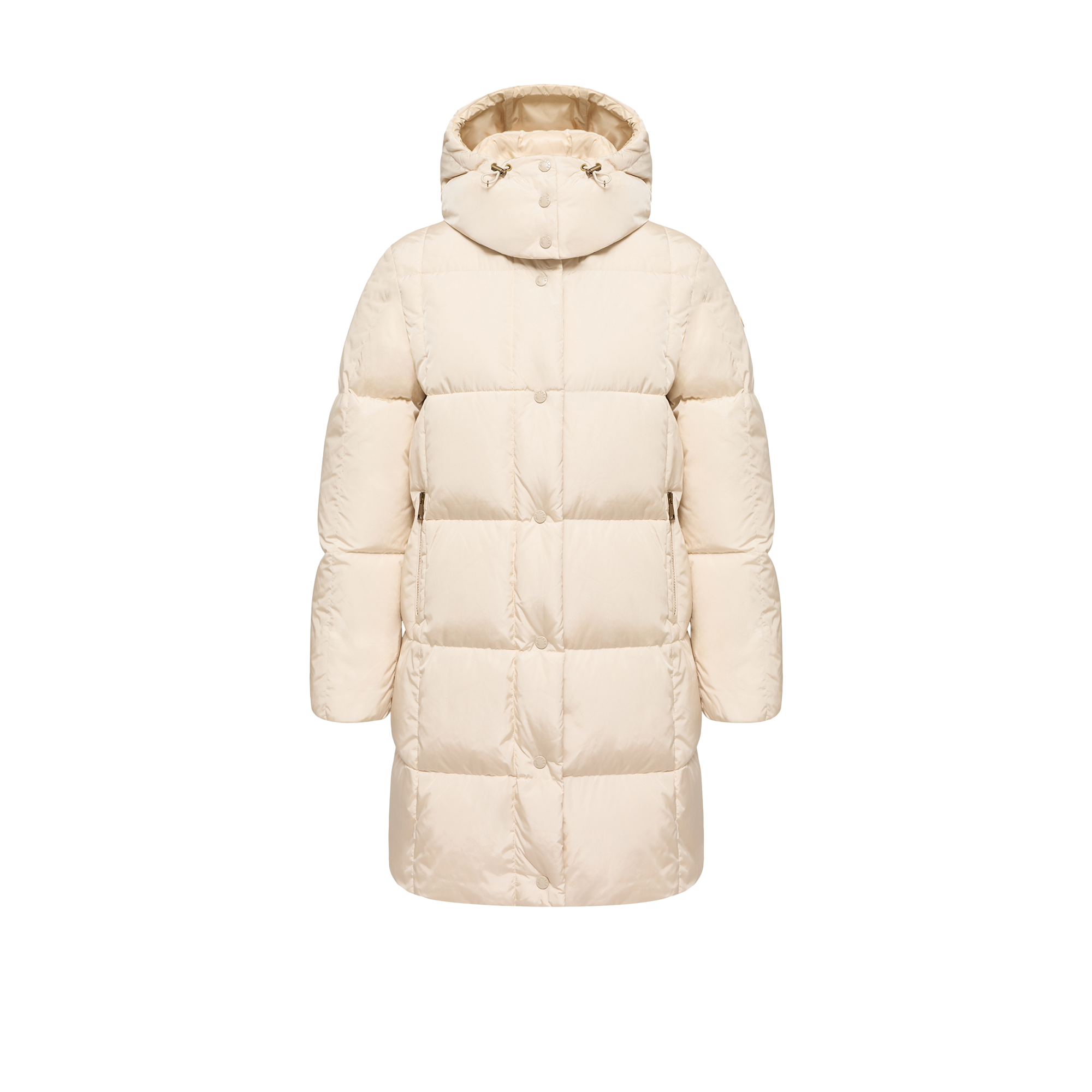 Moncler Doudoune Longue À Matelassage Carré À Capuche Litte, Femme, Blanc, Taille: 0 In Neutral