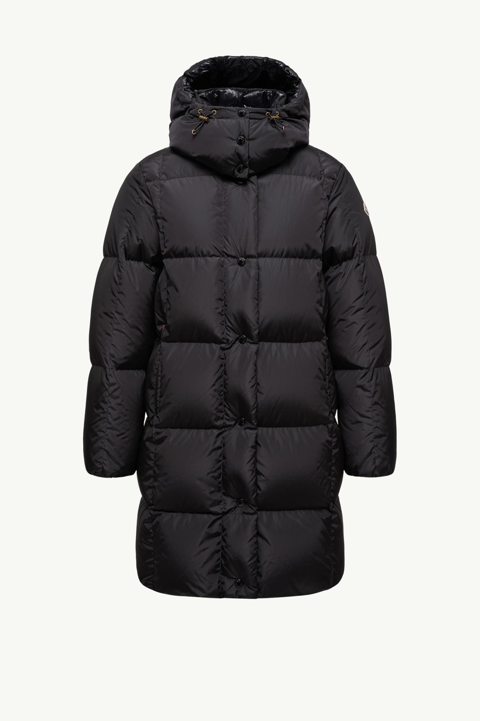 Black Litte Square-Quilted Hooded Long Down Jacket - Long Jackets