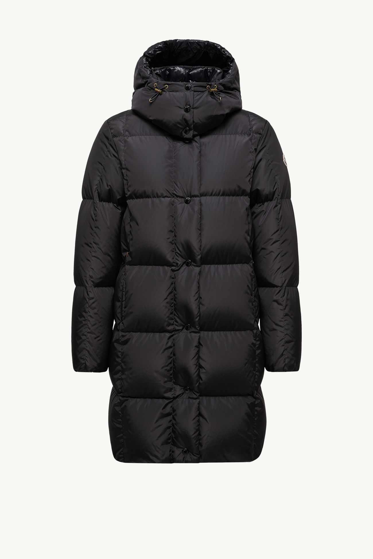 Litte Square-Quilted Hooded Long Down Jacket Women Black Moncler 2