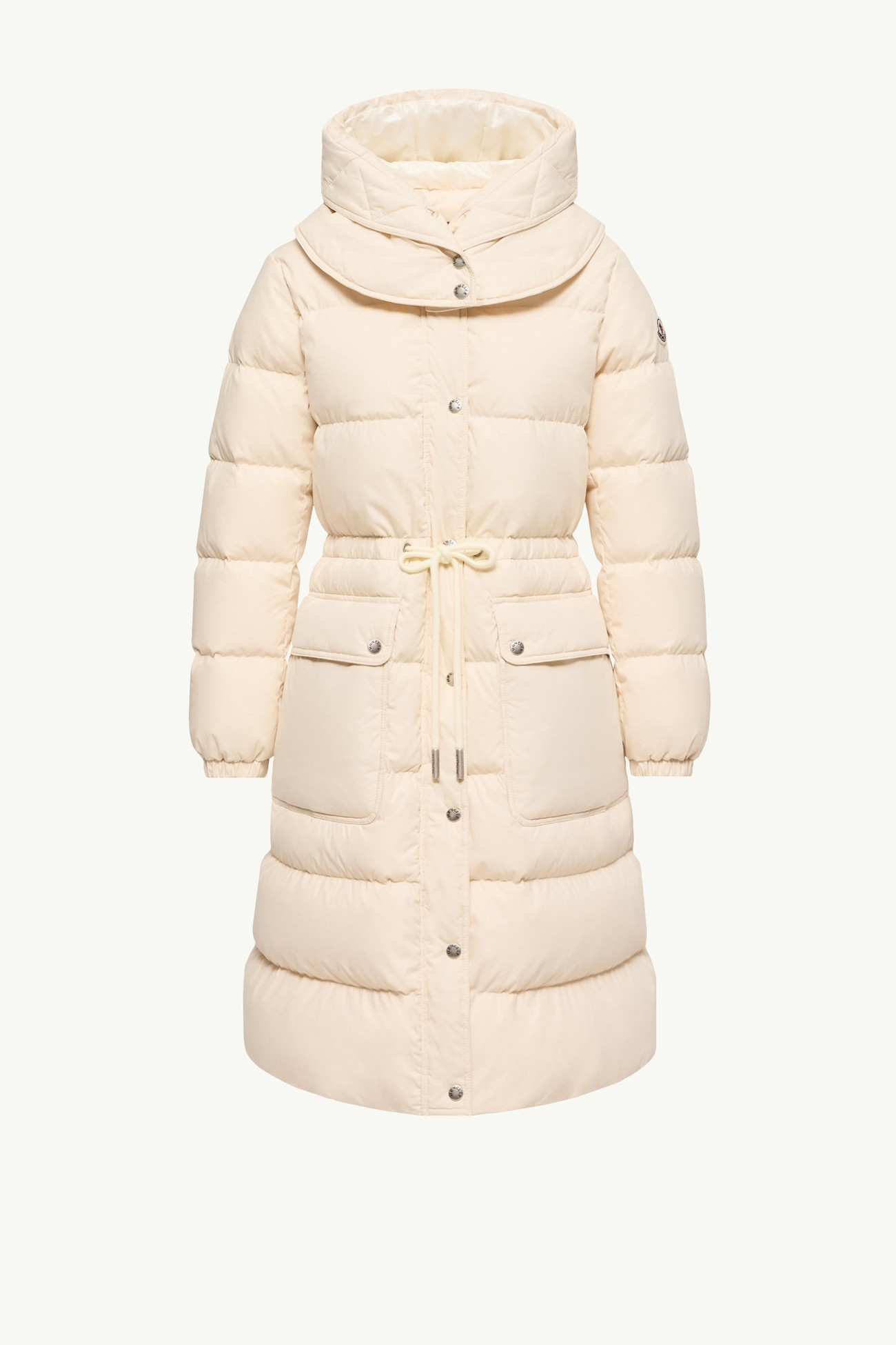Pic Hooded Long Down Jacket Women White Ivory Moncler 2
