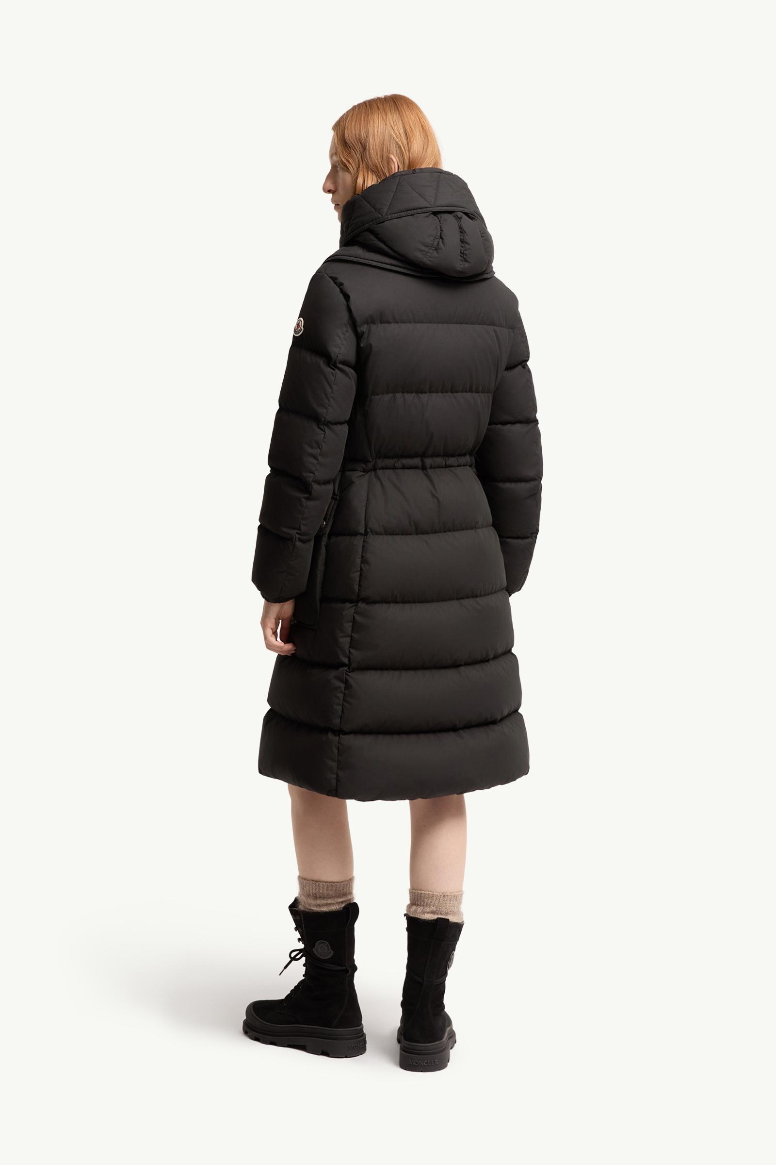 Black Pic Hooded Long Down Jacket - Long Jackets & Parka for Women