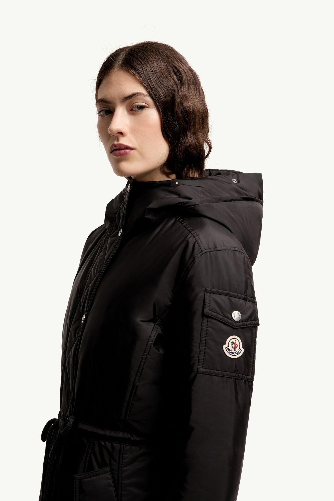 Moustique 후드 시어링 트리밍 롱 다운 파카 여성 블랙 Moncler 1