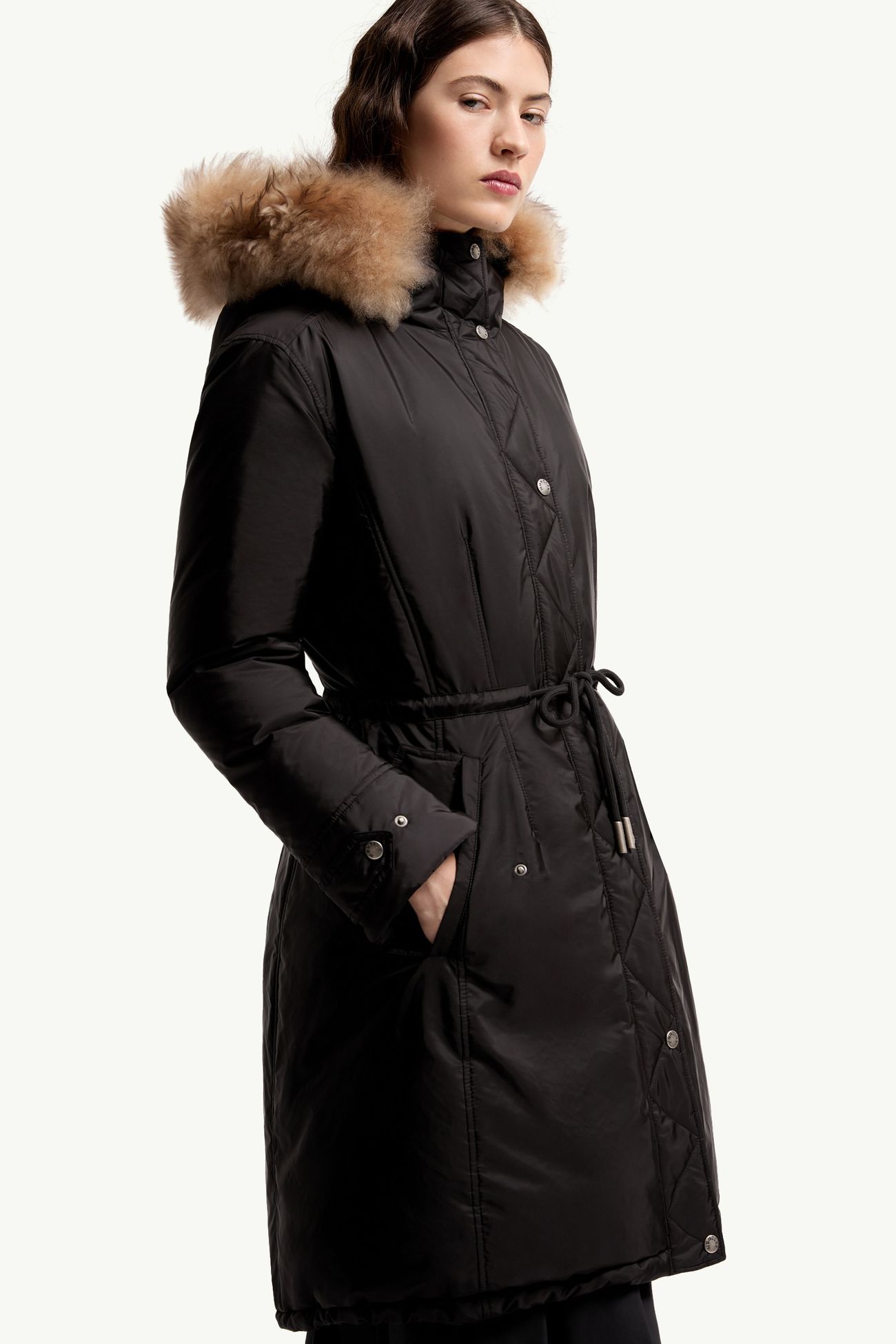Moustique 후드 시어링 트리밍 롱 다운 파카 여성 블랙 Moncler 5