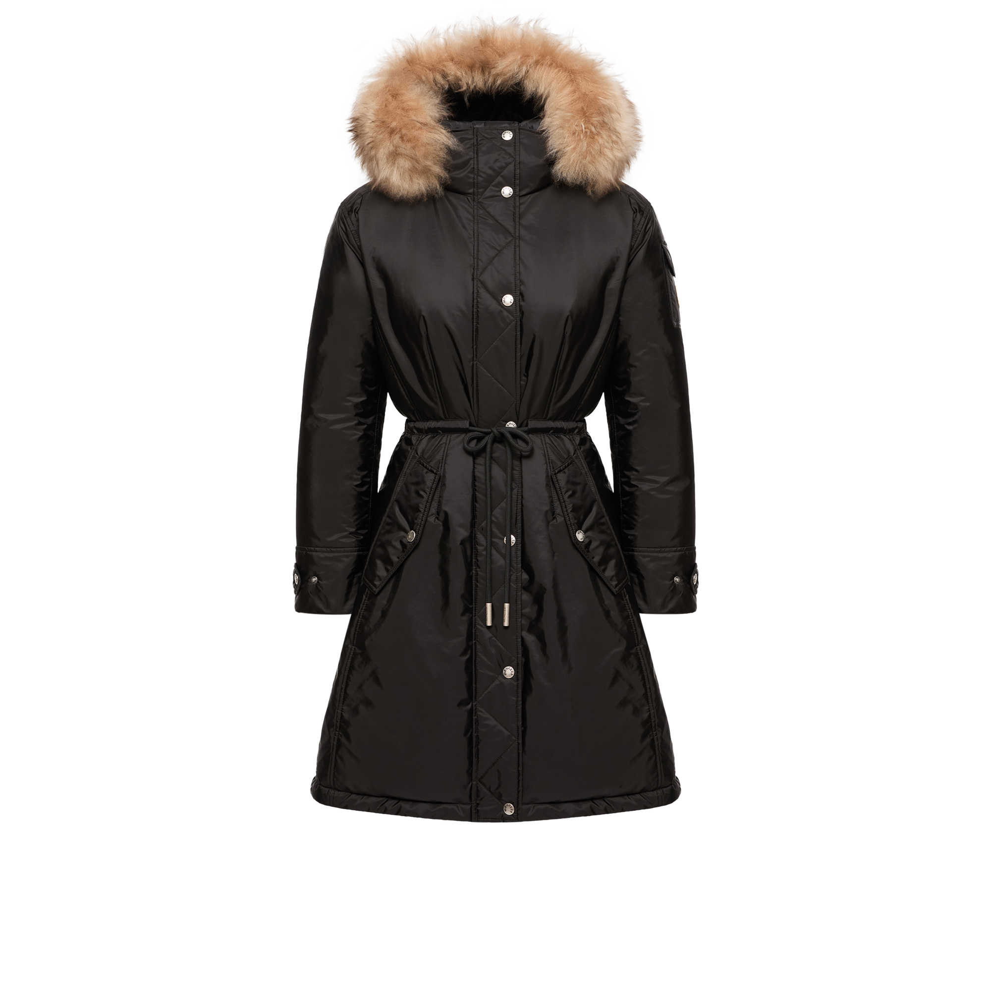 Moncler Moustique Hooded Shearling Trimmed Long Down Parka Women da Size: 4
