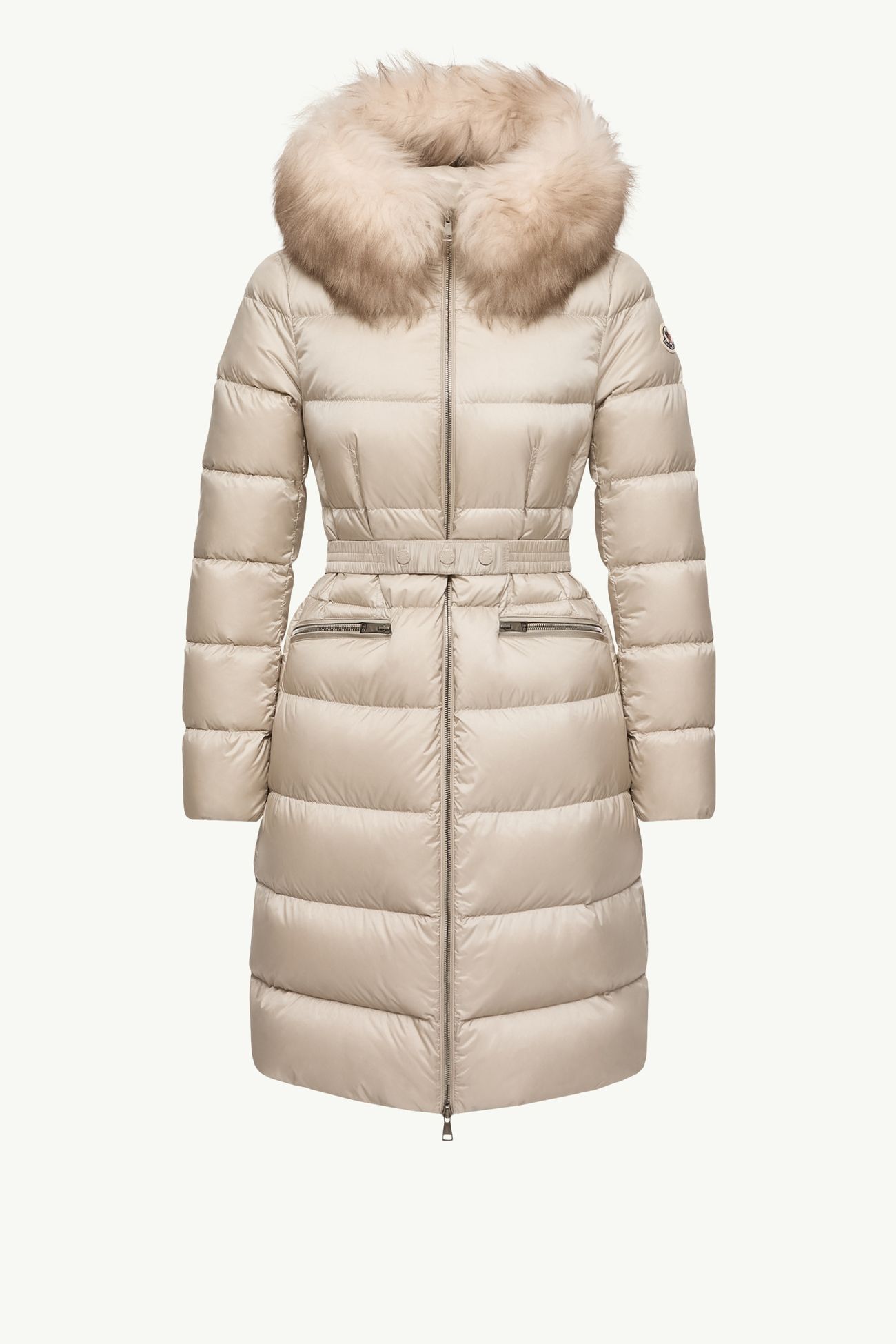 Boedic連帽羔羊毛飾邊長身羽絨外套 女士 淺米色 Moncler 2
