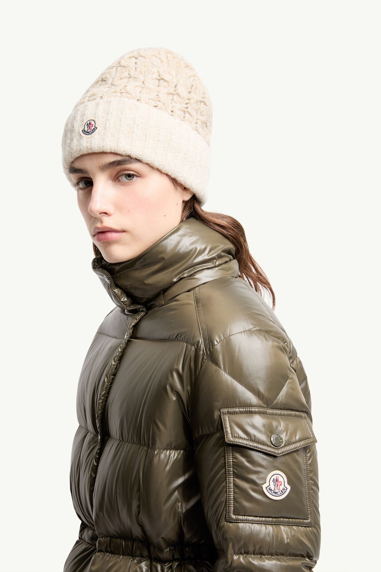 Cavettaz lange Daunenjacke mit Kapuze Damen Dunkelgrün Moncler 1