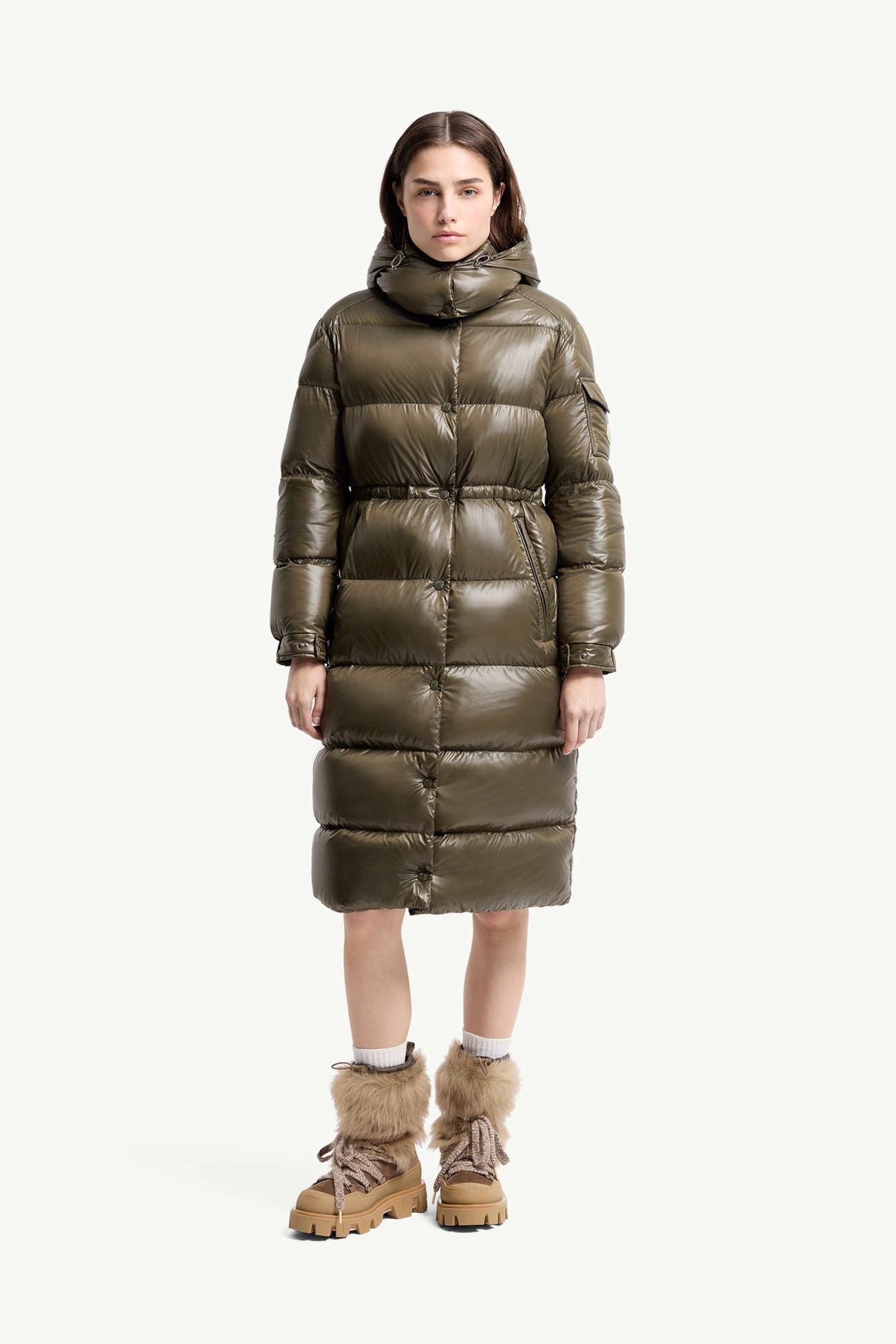 Piumino lungo Cavettaz con cappuccio Donna Verde Scuro Moncler 3