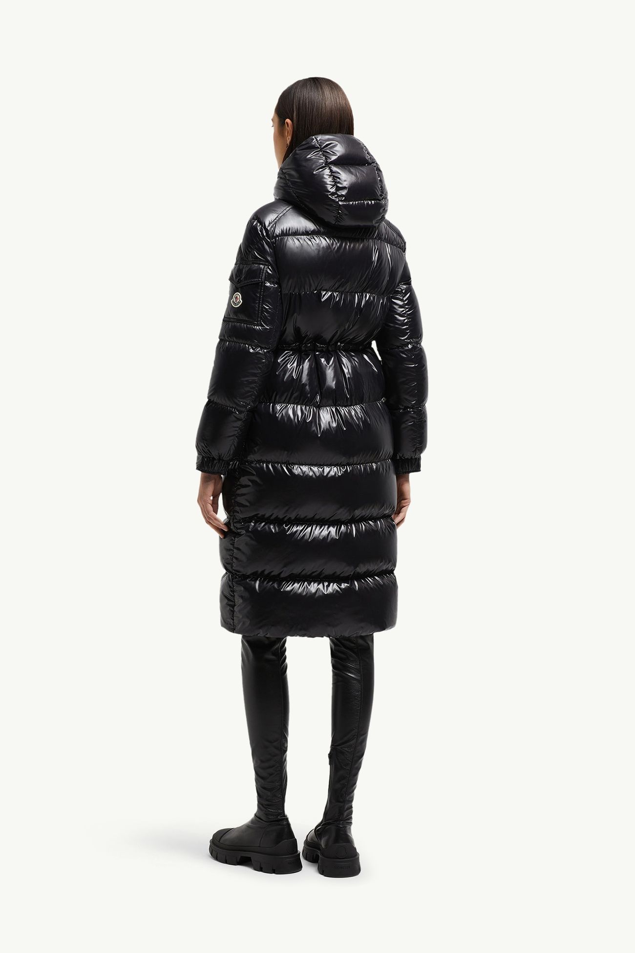 Cavettaz 후드 롱 다운 재킷 여성 블랙 Moncler 4