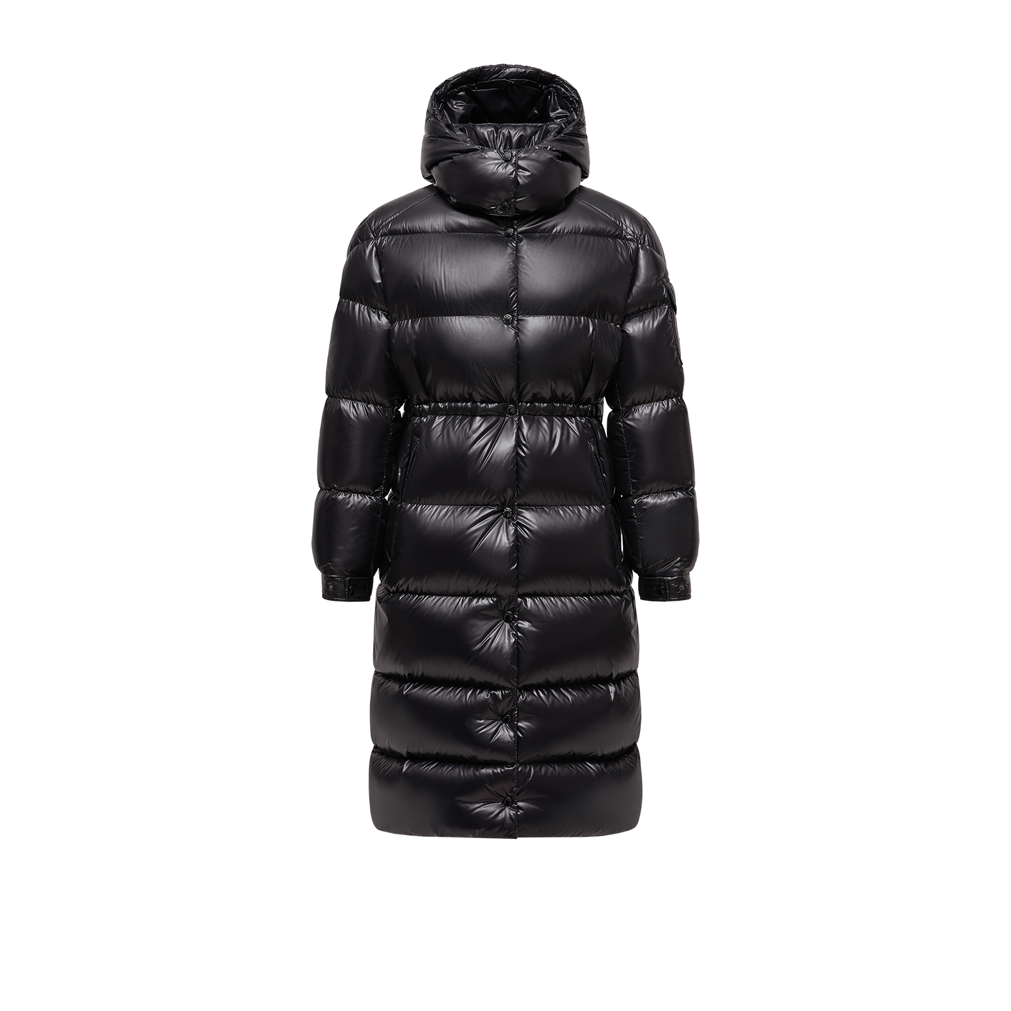 Moncler   Cavettaz Hooded Long Down Jacket for Women in Black, Size: 18