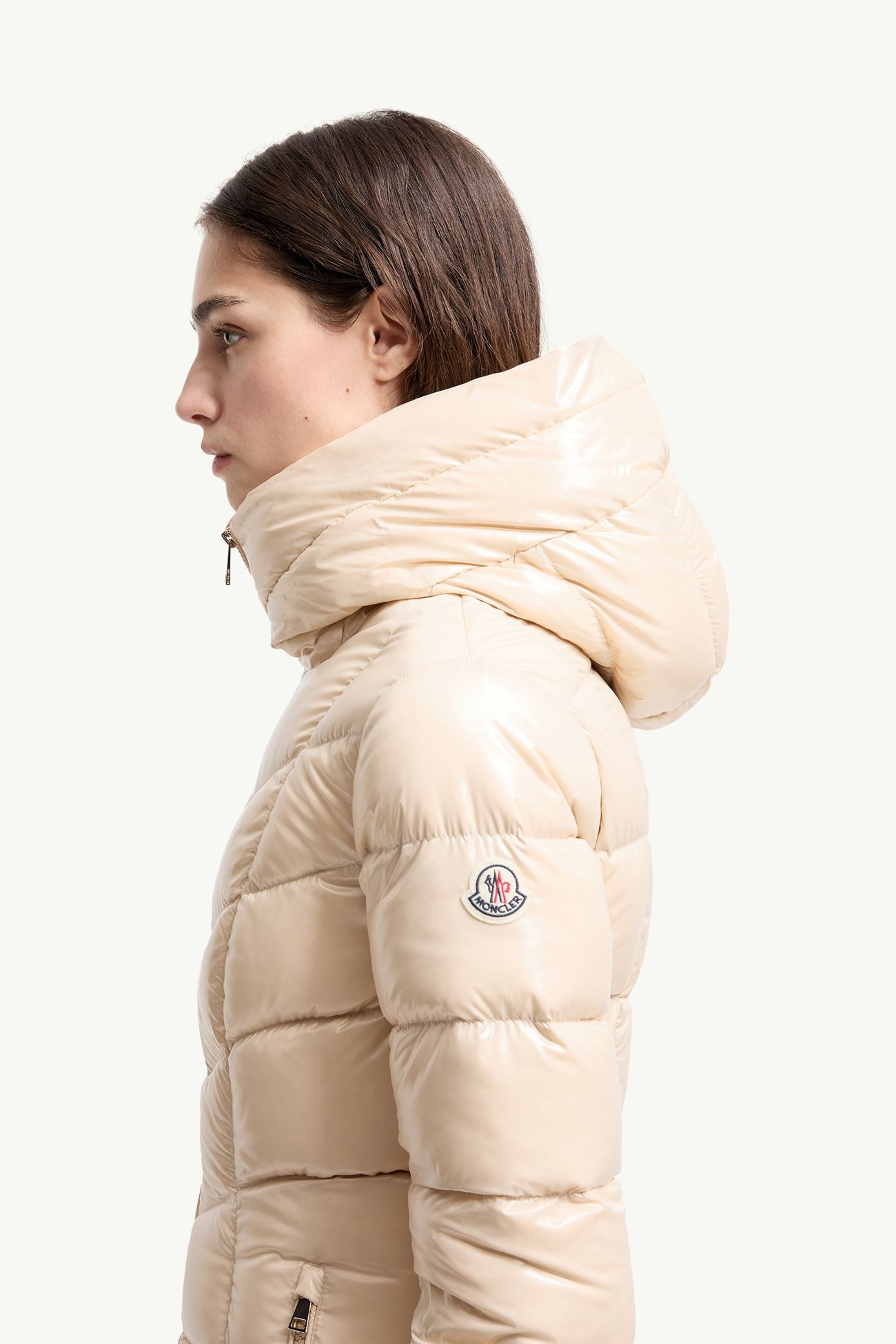 Marusse女士中长款连帽羽绒夹克外套 女士 浅米色 Moncler 1