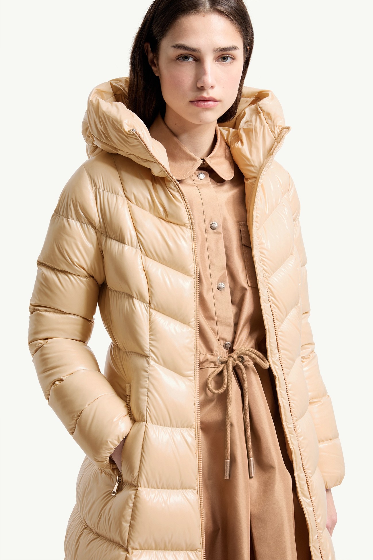 Piumino midi Marusse con cappuccio Donna Beige Chiaro Moncler 5