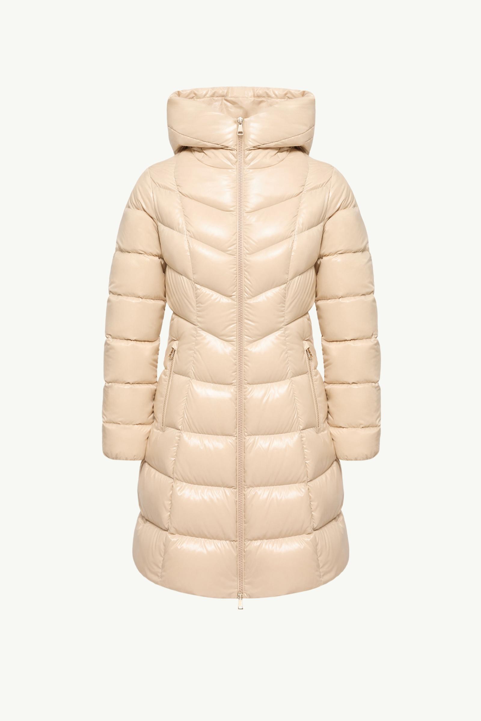 Marusse Hooded Mid-Length Down Jacket Women Light Beige Moncler