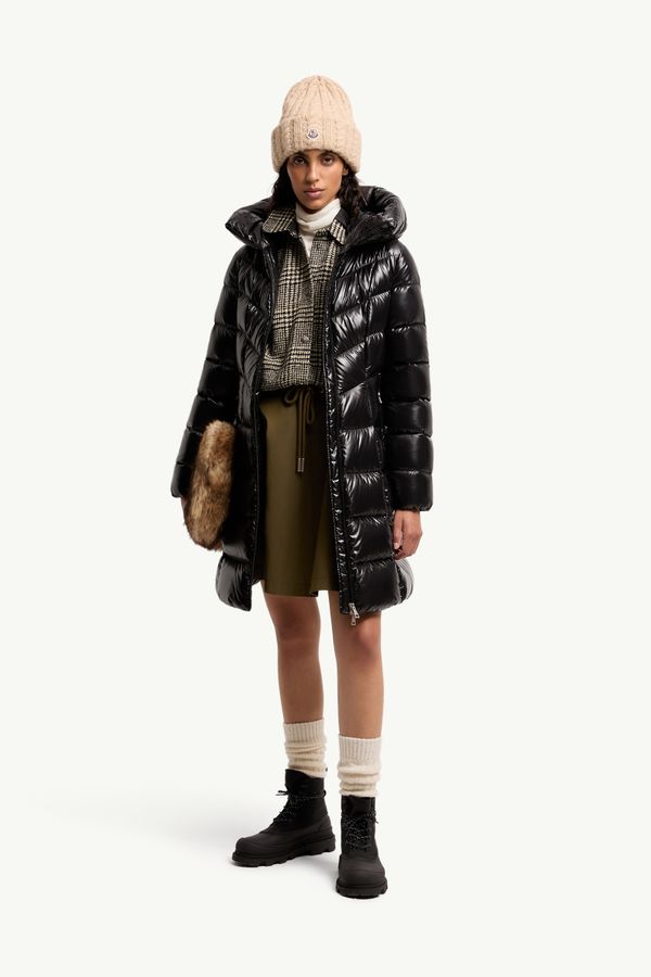 Plumífero de largo medio con capucha Marusse Mujer Negro Moncler 0