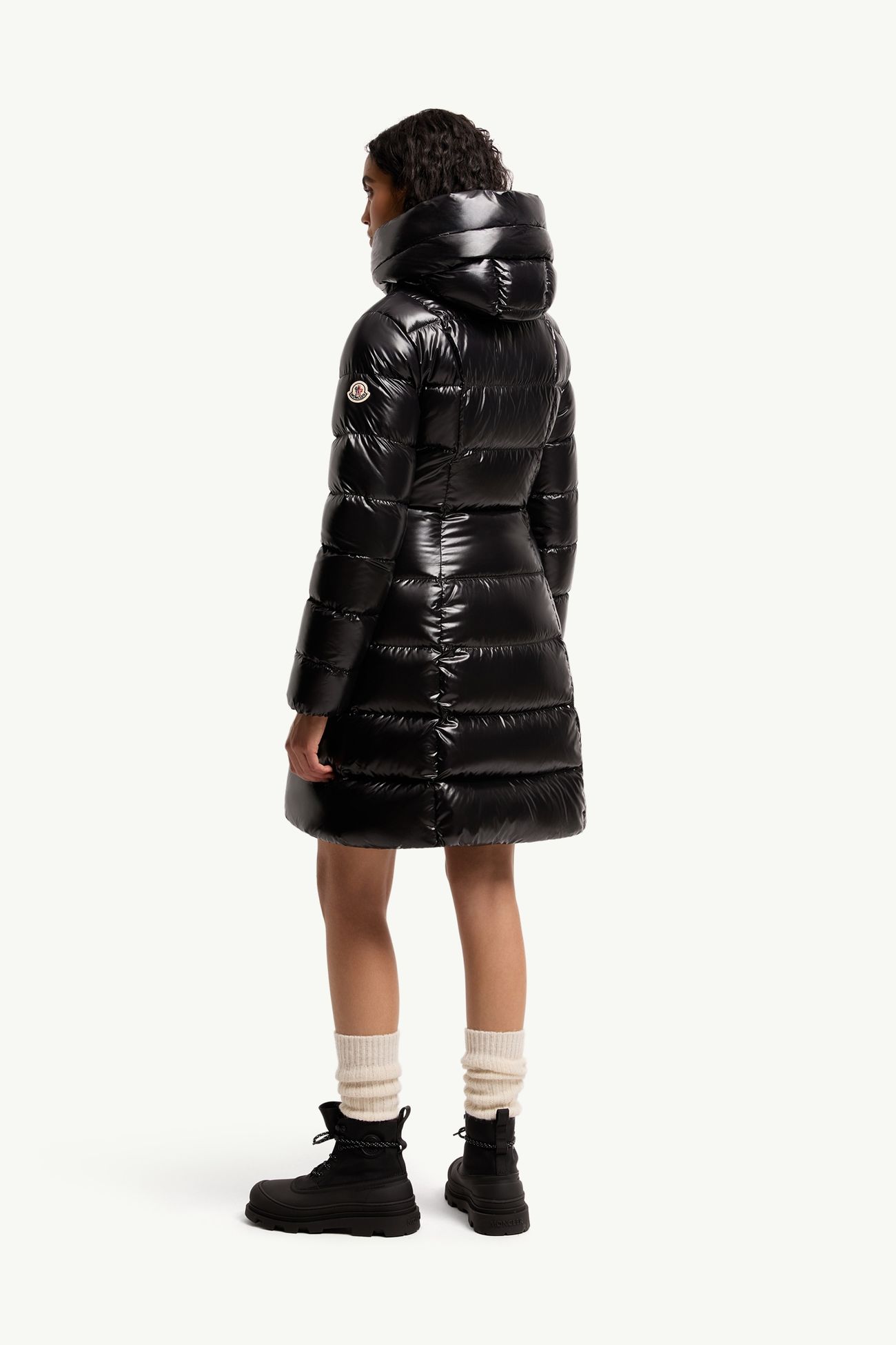 Marusse Hooded Mid-Length Down Jacket Women Black Moncler 4