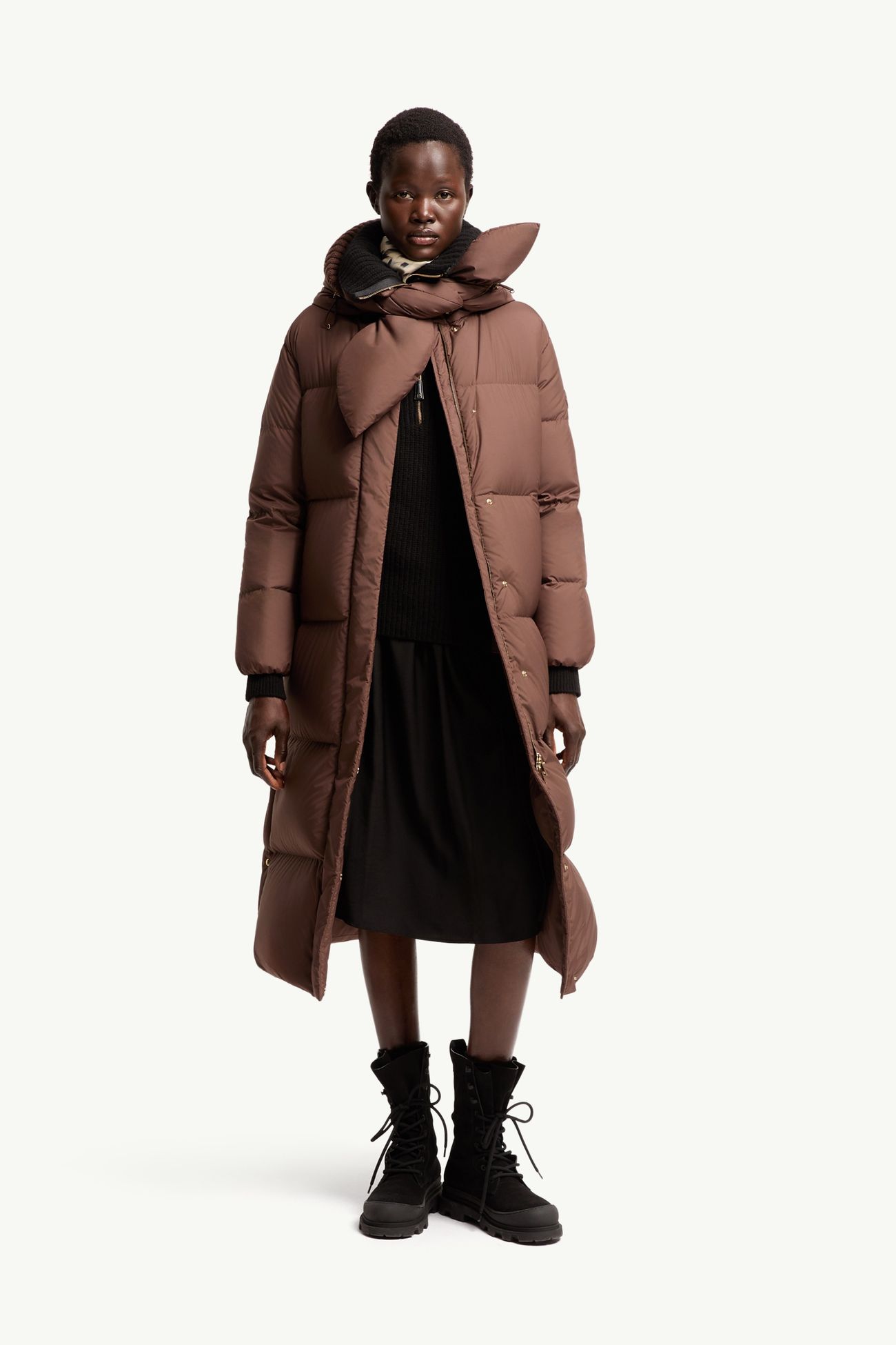 Ornement連帽長身羽絨外套 女士 啡色 Moncler 0