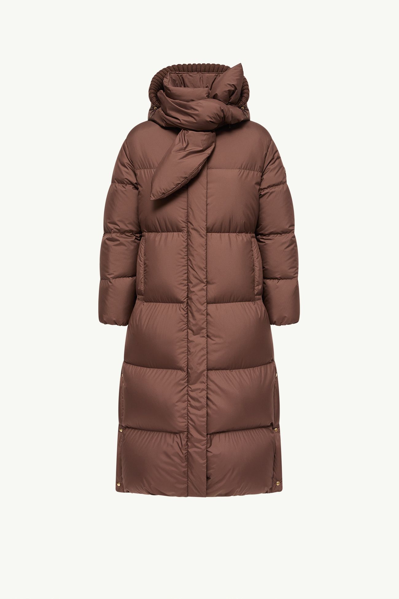 Piumino lungo Ornement con cappuccio Donna Marrone Moncler 2