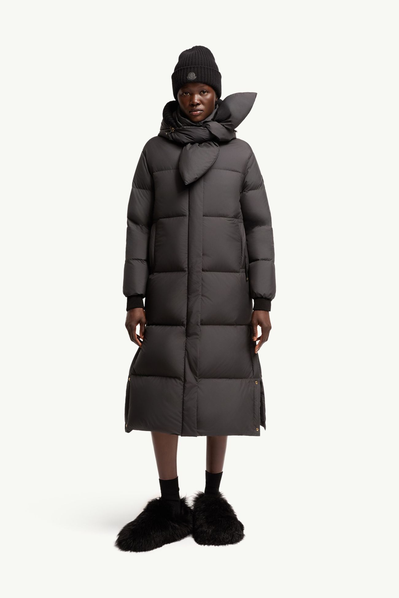 Ornement lange Daunenjacke mit Kapuze Damen Schwarz Moncler 0
