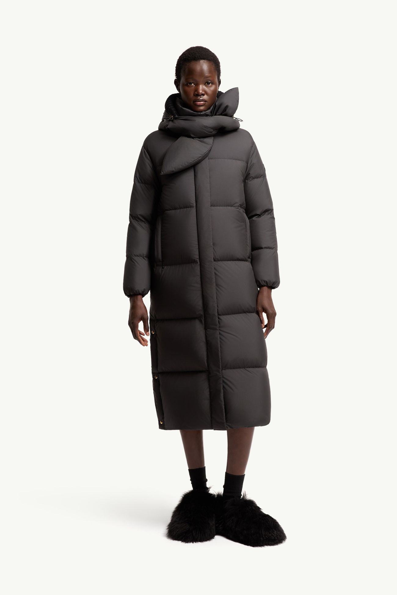 Ornement lange Daunenjacke mit Kapuze Damen Schwarz Moncler 3