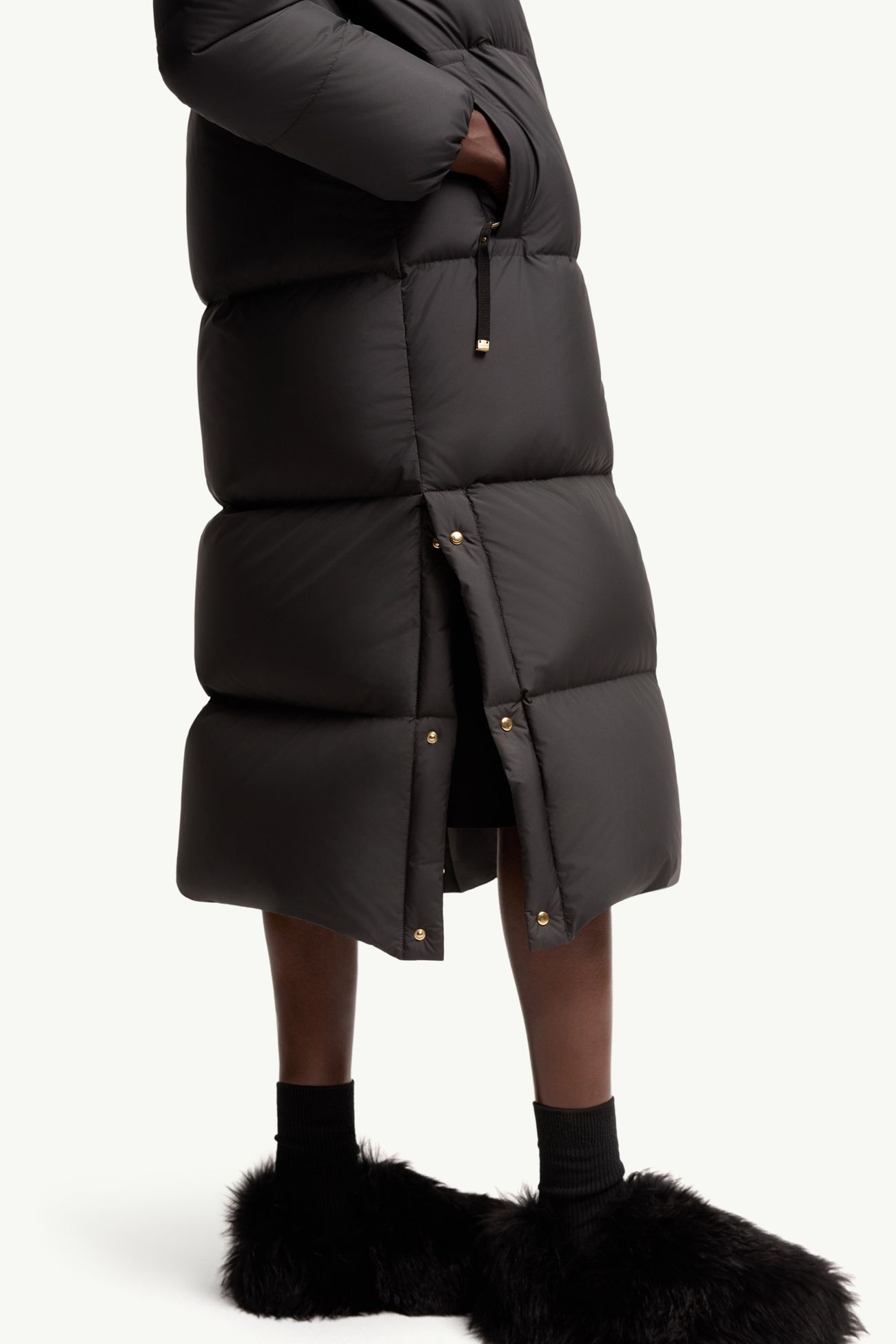 Ornement lange Daunenjacke mit Kapuze Damen Schwarz Moncler 5