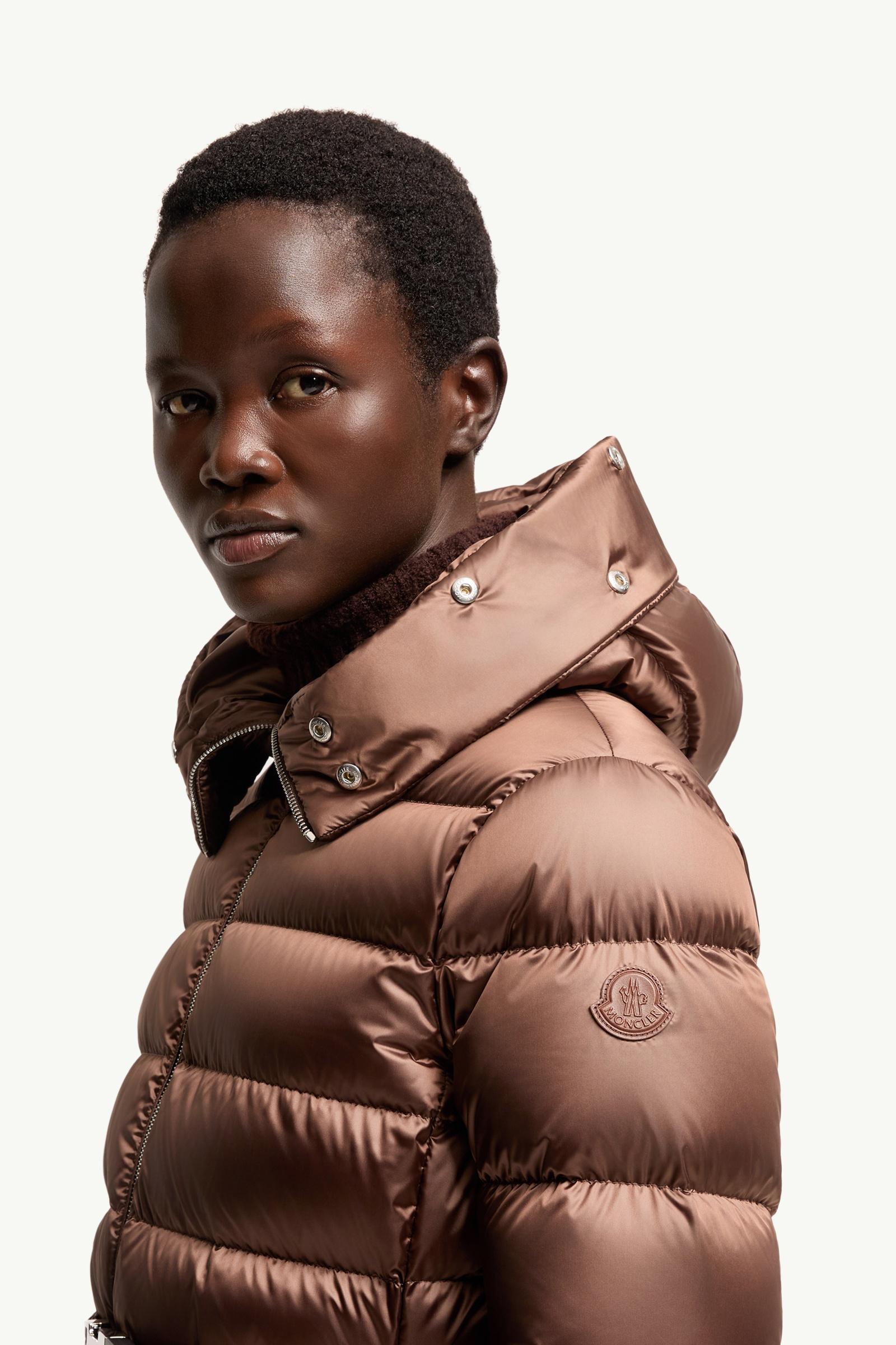 Brown Leersies Shearling Trimmed Hooded Long Down Coat - Long