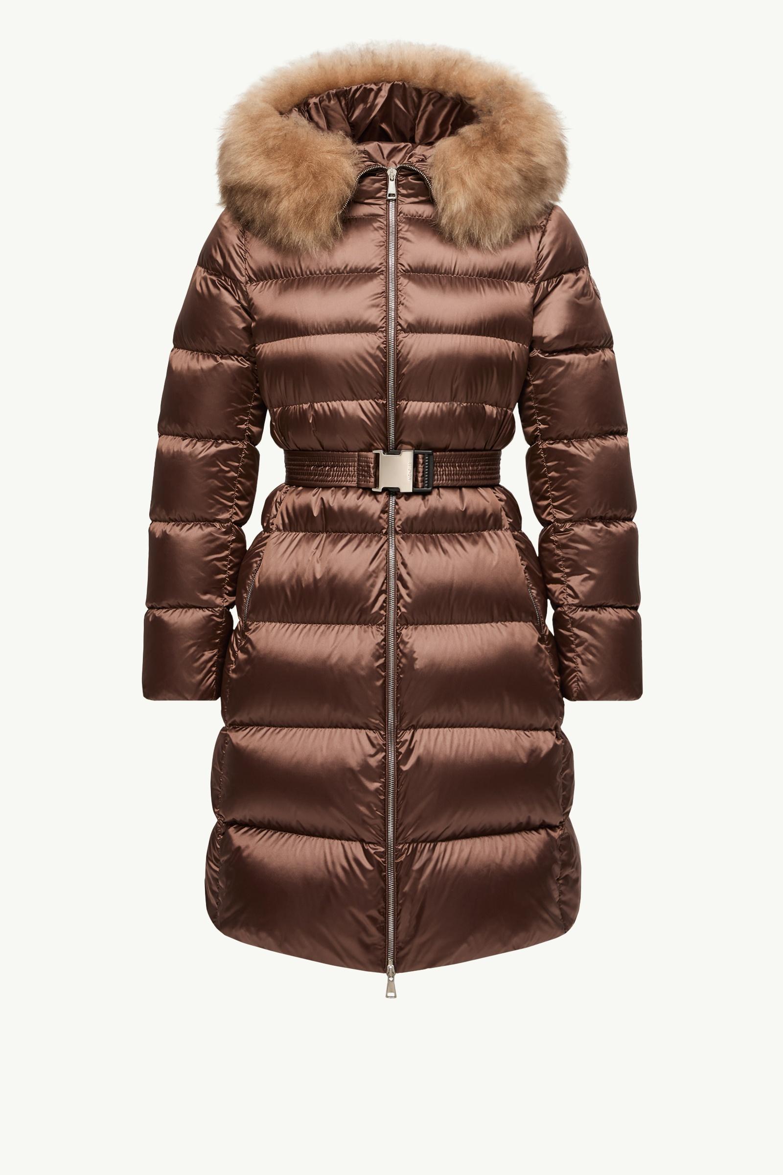 Leersies Shearling Trimmed Hooded Long Down Coat Women Brown Moncler, 1 of 0