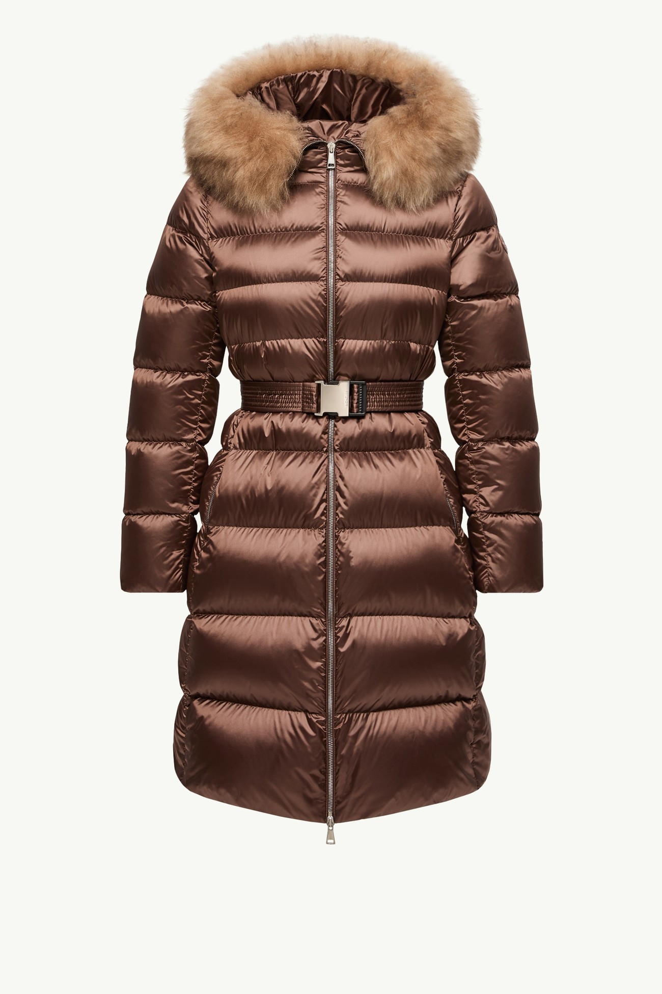 Leersies羔羊毛飾邊連帽長身羽絨大衣 女士 啡色 Moncler 2