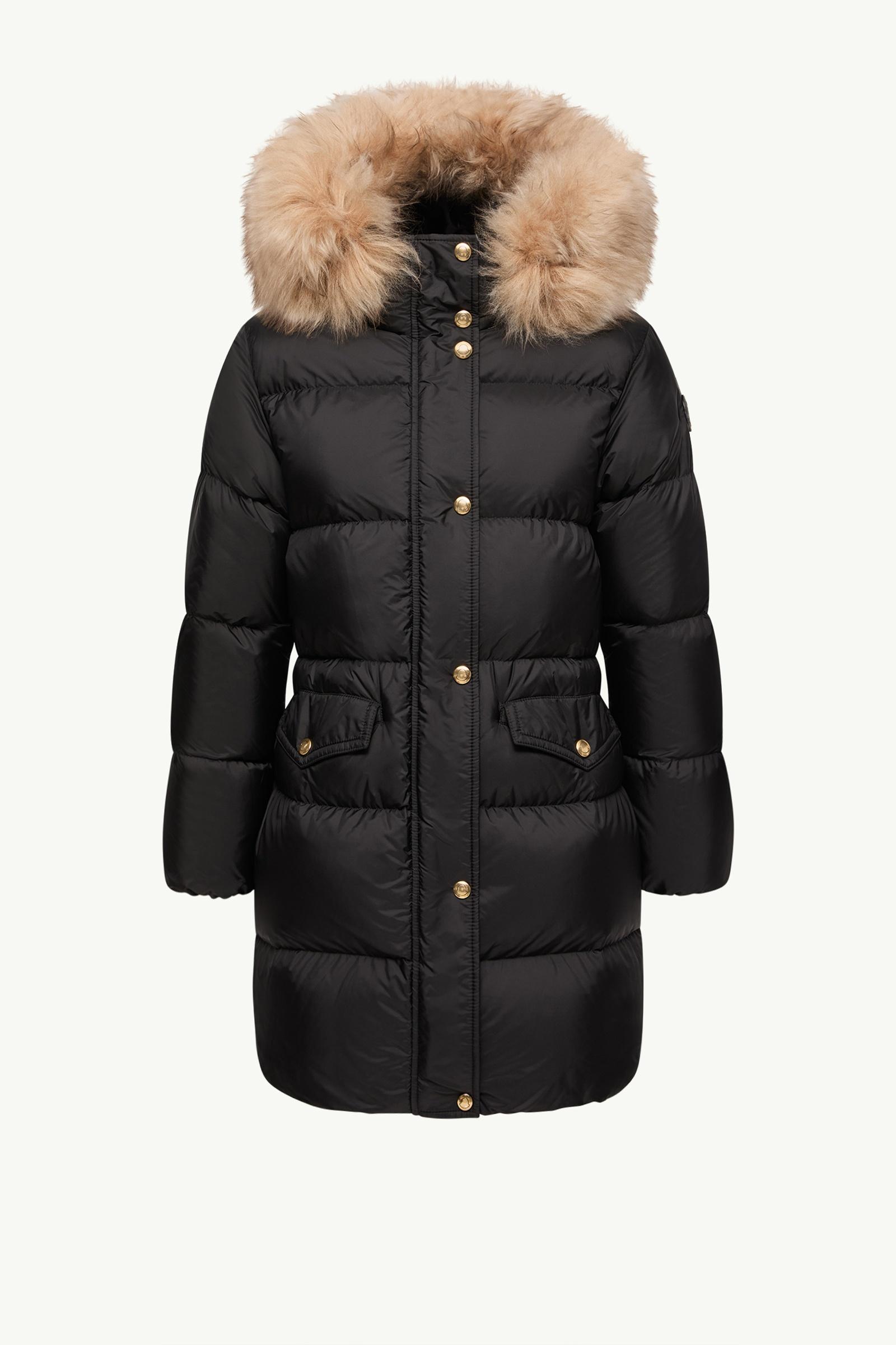 Aphroties Shearling Trimmed Hooded Long Down Parka Jacket Women Black & Beige Moncler, 1 of 0