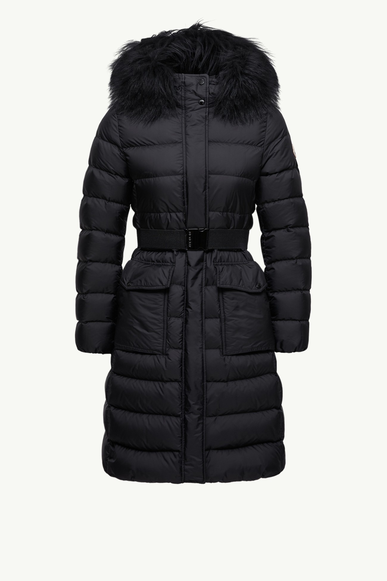 Khloesse羔羊毛飾邊連帽長身羽絨外套 女士 黑色 Moncler 2