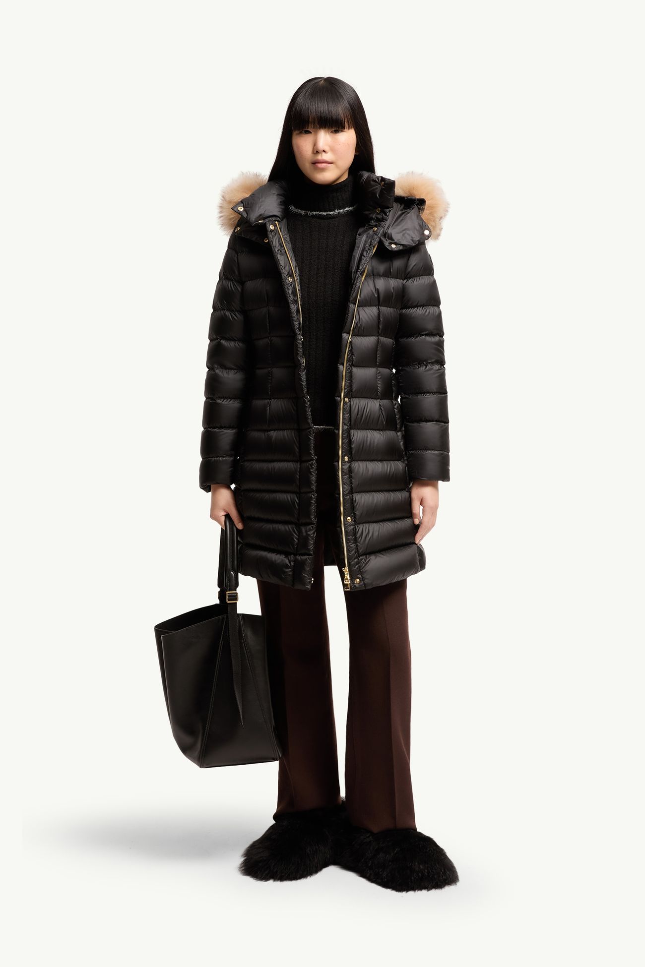 Hirmasfur ロングダウンジャケット レディース ブラック & ベージュ Moncler 0
