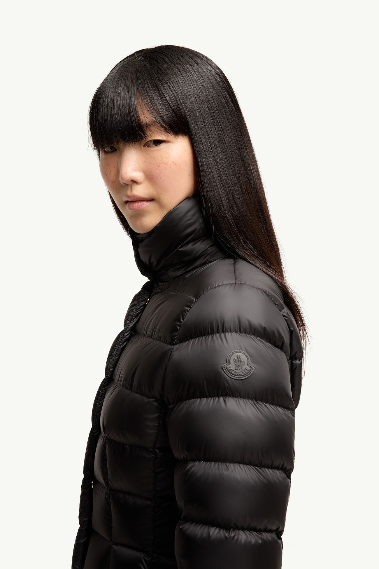 Hirmasfur Hooded Long Down Jacket Women Black & Beige Moncler 1