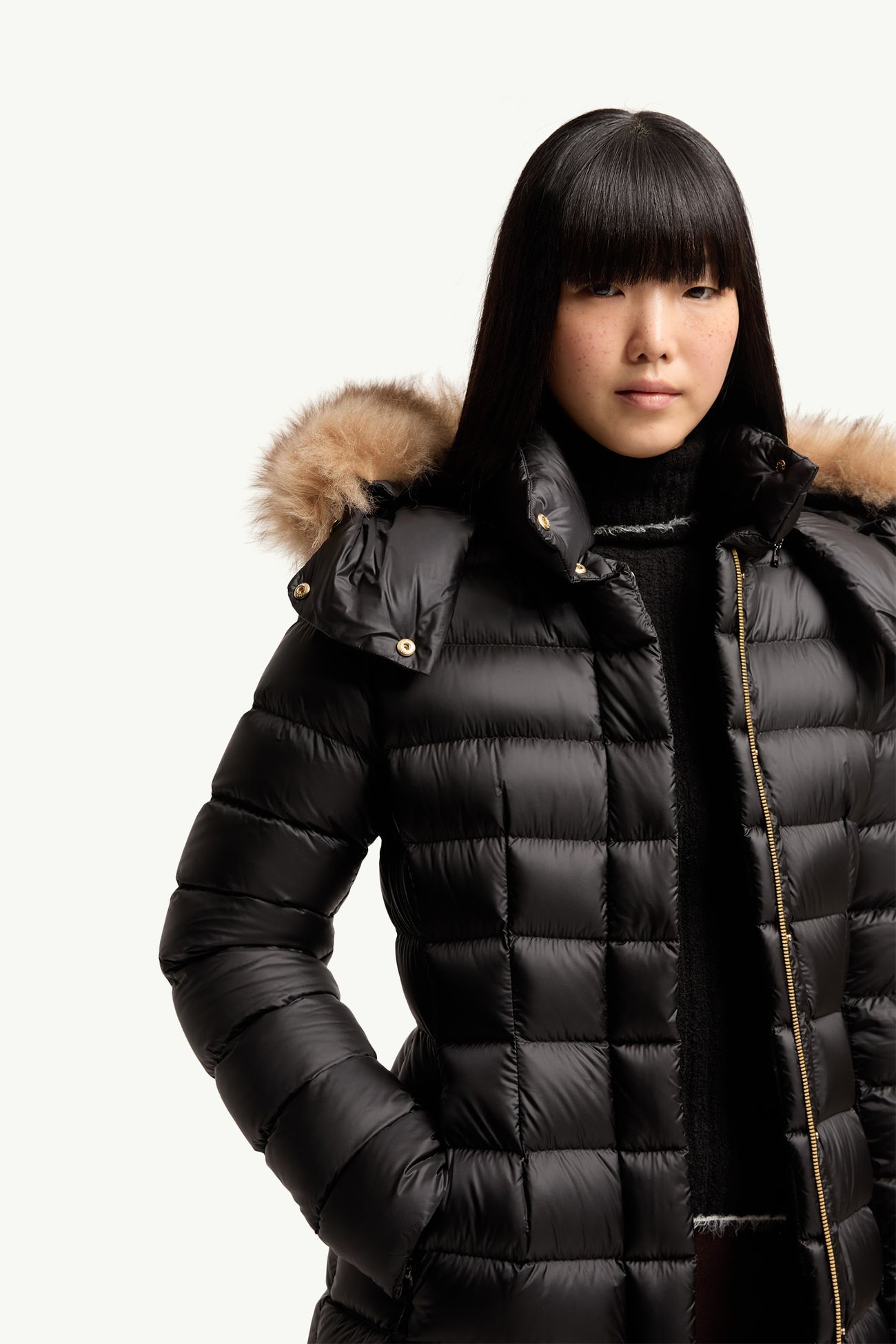 Hirmasfur ロングダウンジャケット レディース ブラック & ベージュ Moncler 6
