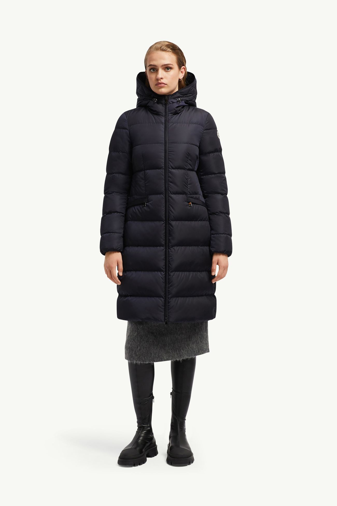 Avocette 후드 롱 다운 재킷 여성 나이트 블루 Moncler 3