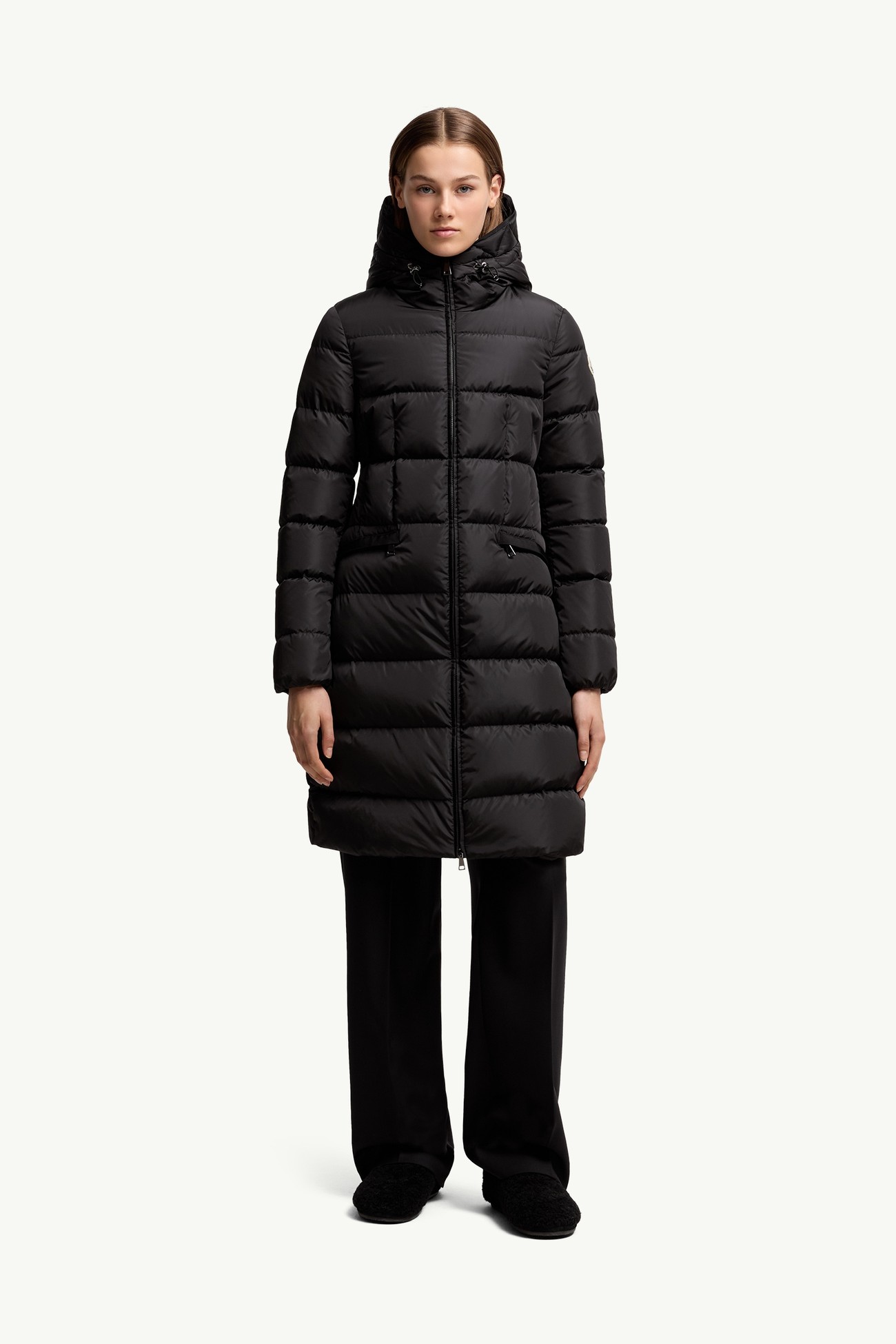 Avocette Hooded Long Down Jacket Women Black Moncler 3