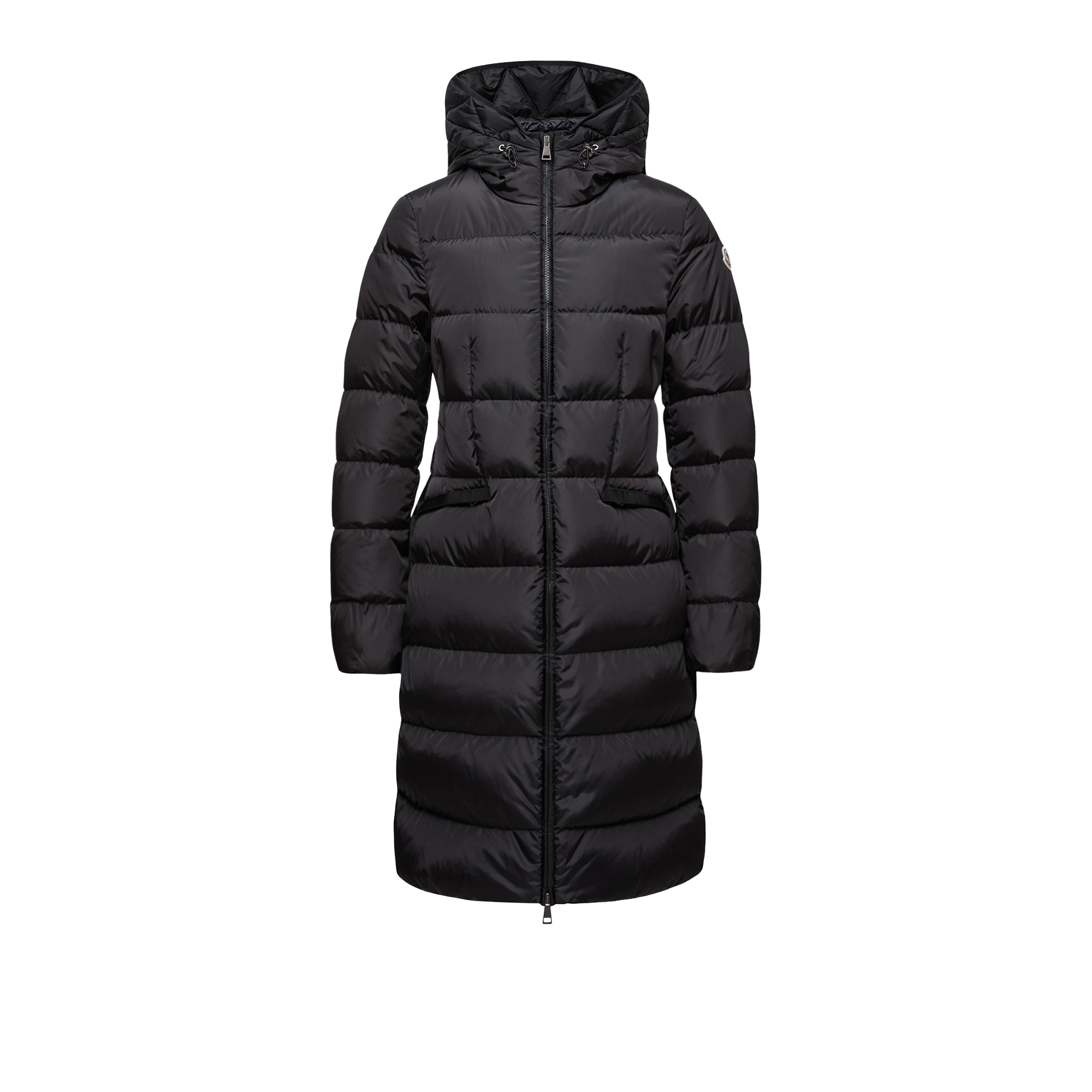Moncler   Avocette Hooded Long Down Jacket for Women in Black, Size: 18