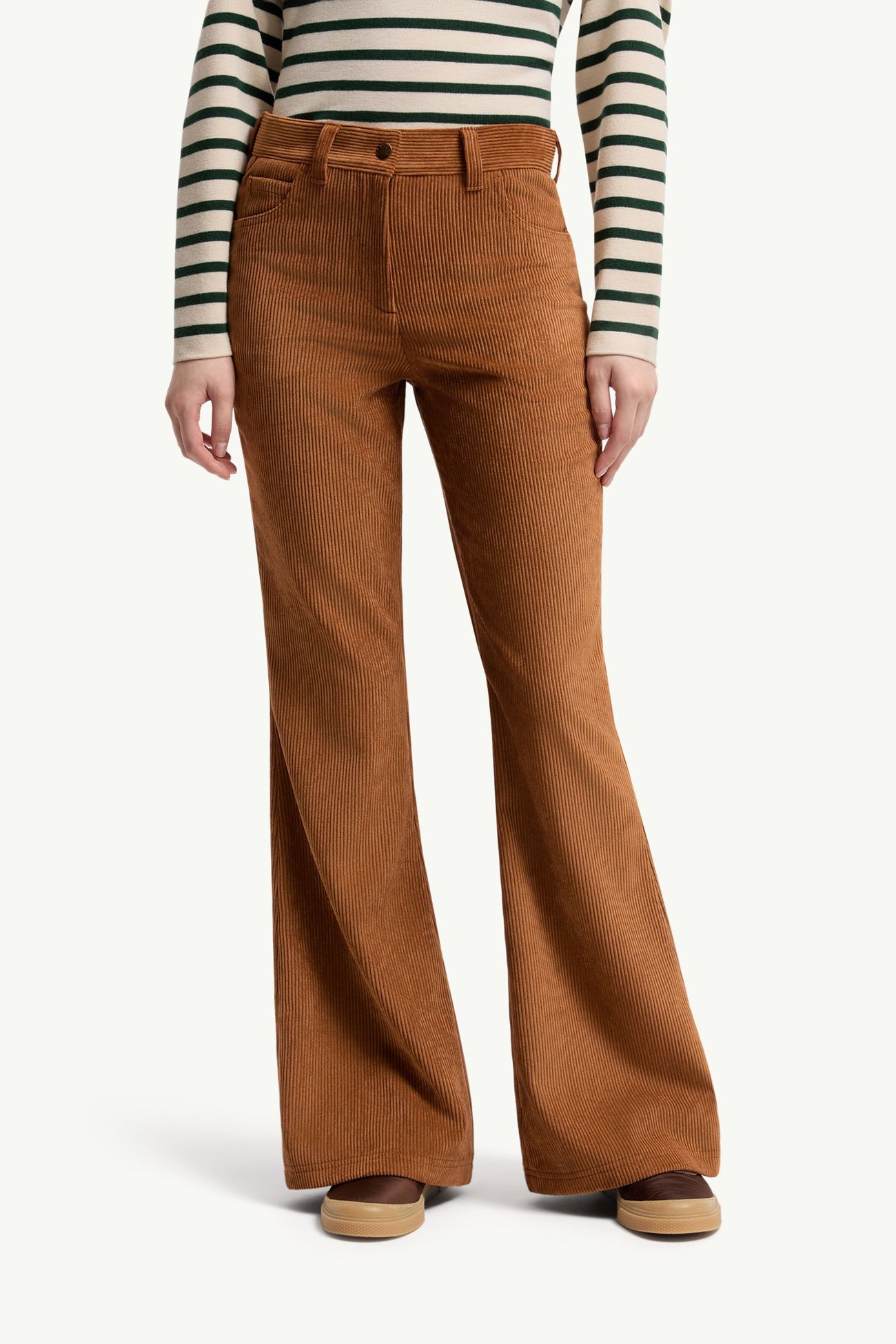 Corduroy Wide Leg Trousers Women Camel Beige Moncler 3