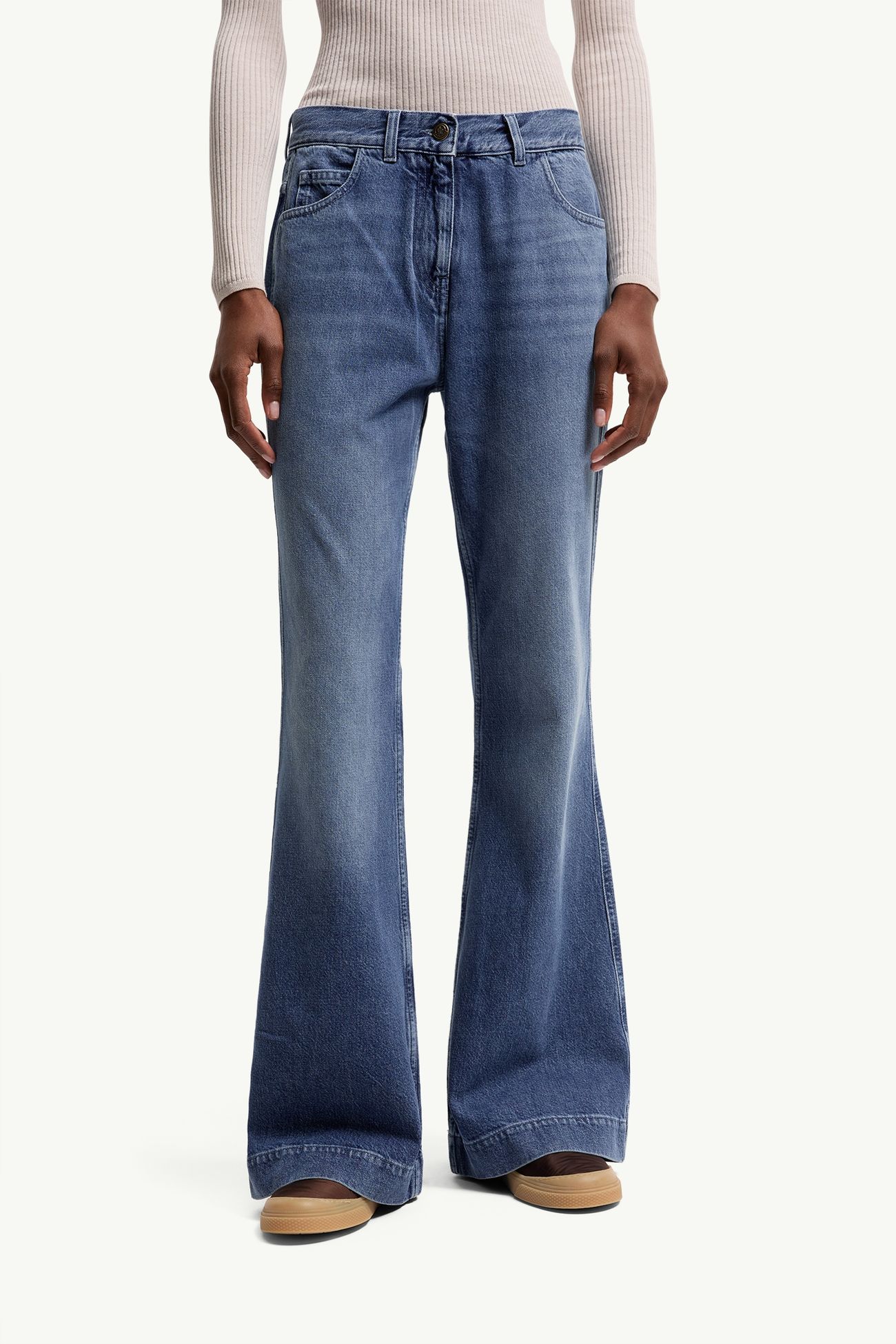 Jeans in denim a gamba ampia Donna Blu Denim Moncler 3