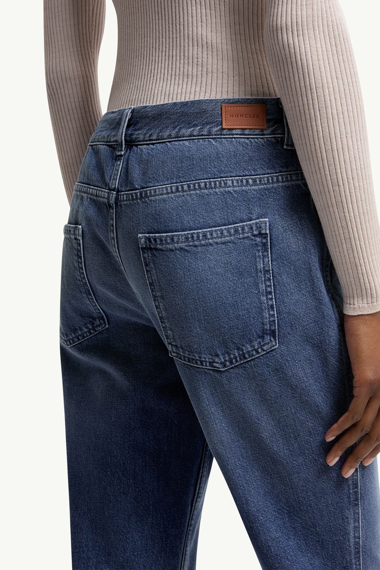 Jeans in denim a gamba ampia Donna Blu Denim Moncler 5