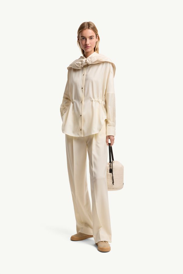 Pantaloni sartoriali in gabardine di lana Donna Bianco Moncler 0