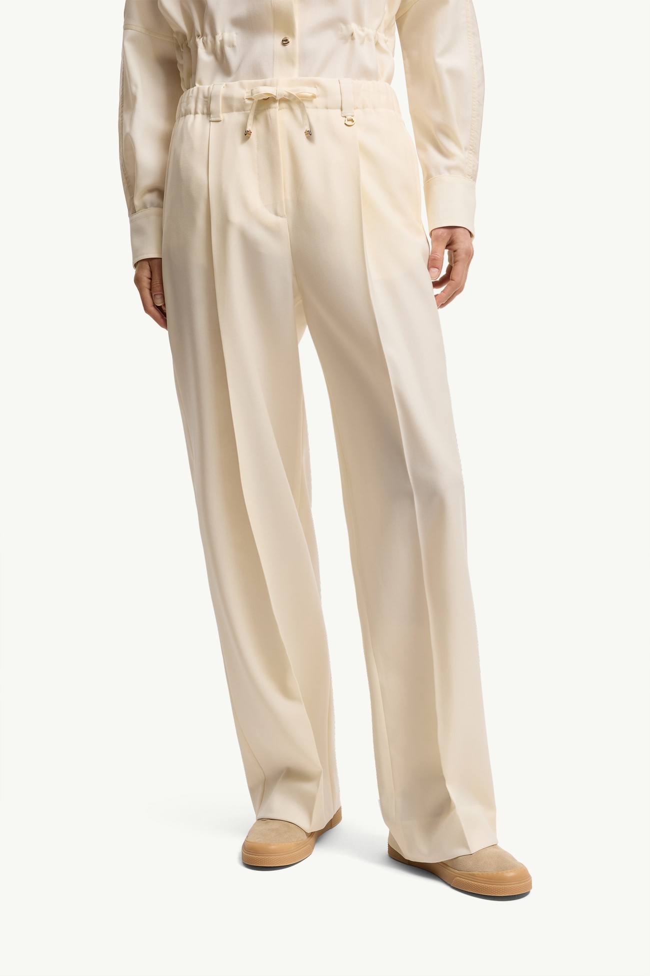 Wool Gabardine Tailored Pants Women White Moncler 3
