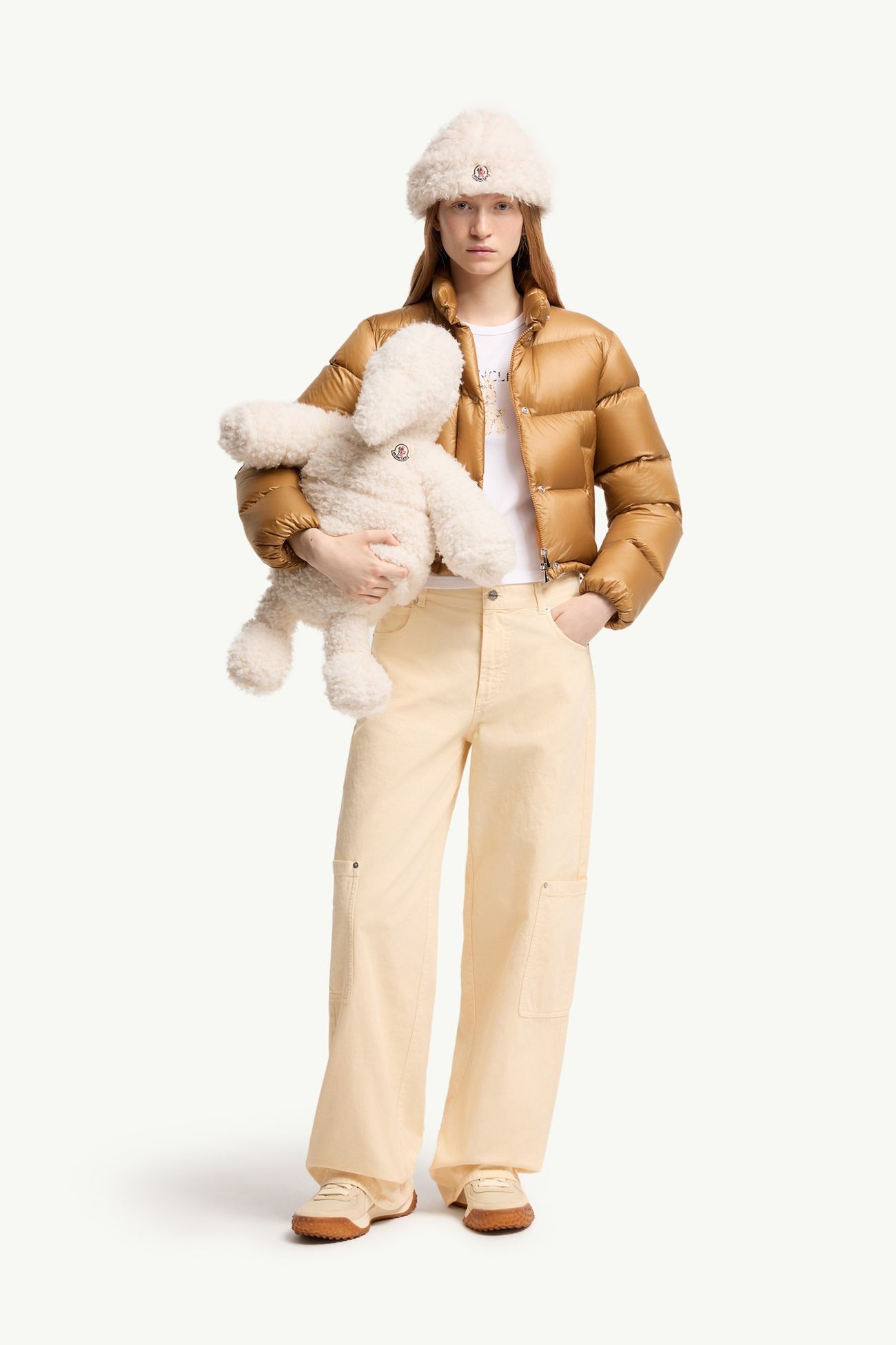 Canvas Cargo Pants Women White Ivory Moncler 0