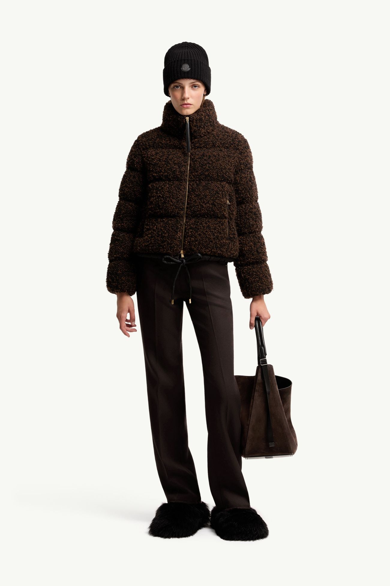 Wool Blend Trosuers Women Brown Moncler 0