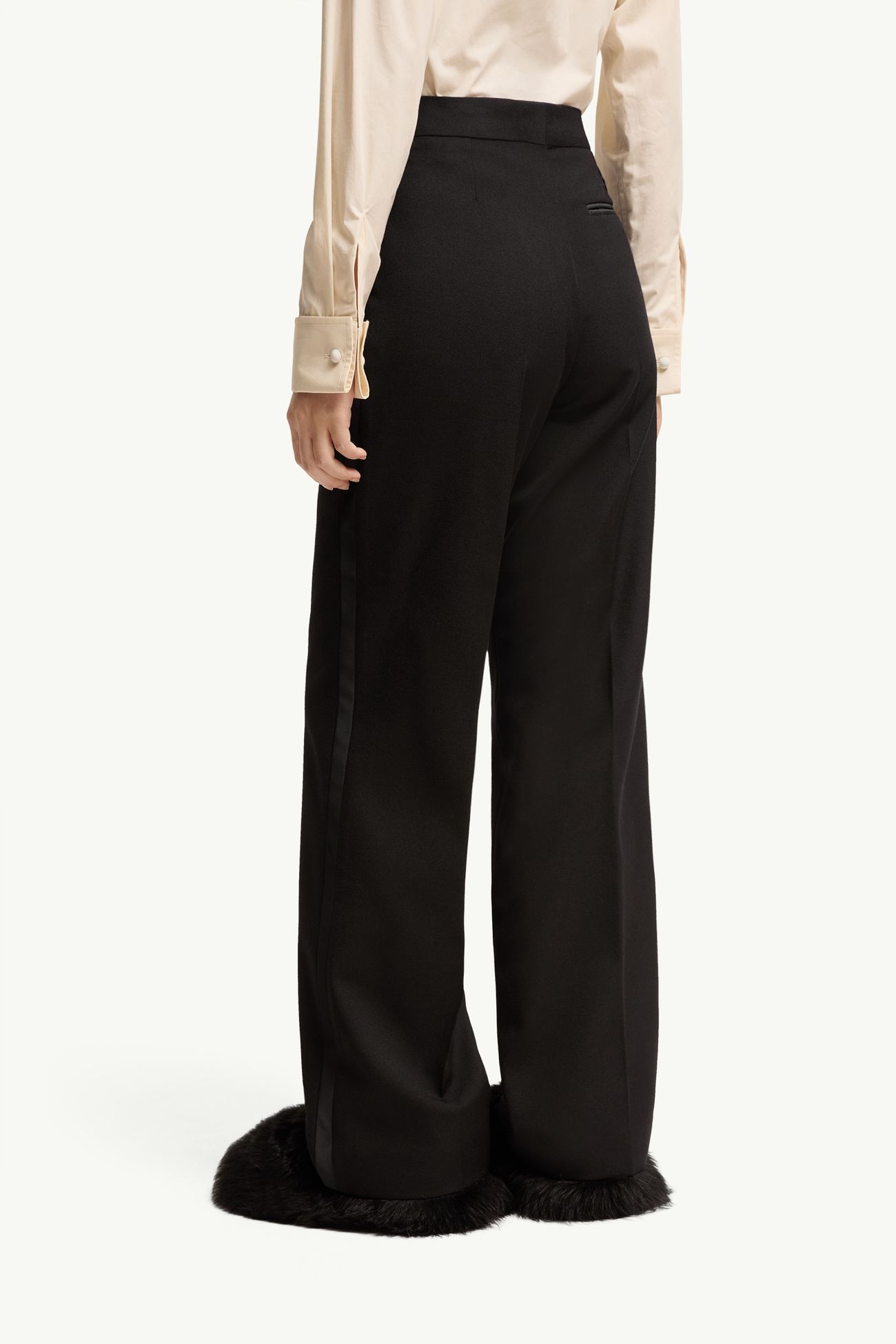 Wool Blend Gabardine Pants Women Black Moncler 4