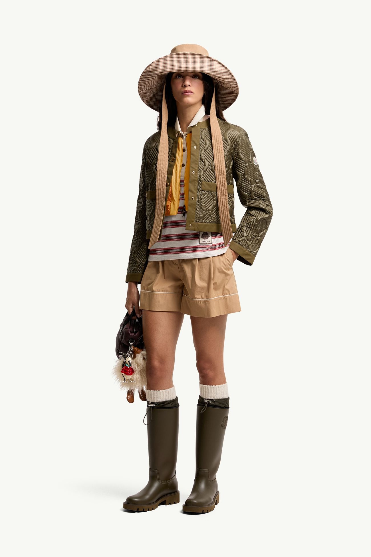 Tailored Cotton Blend Shorts Women Beige Moncler 0