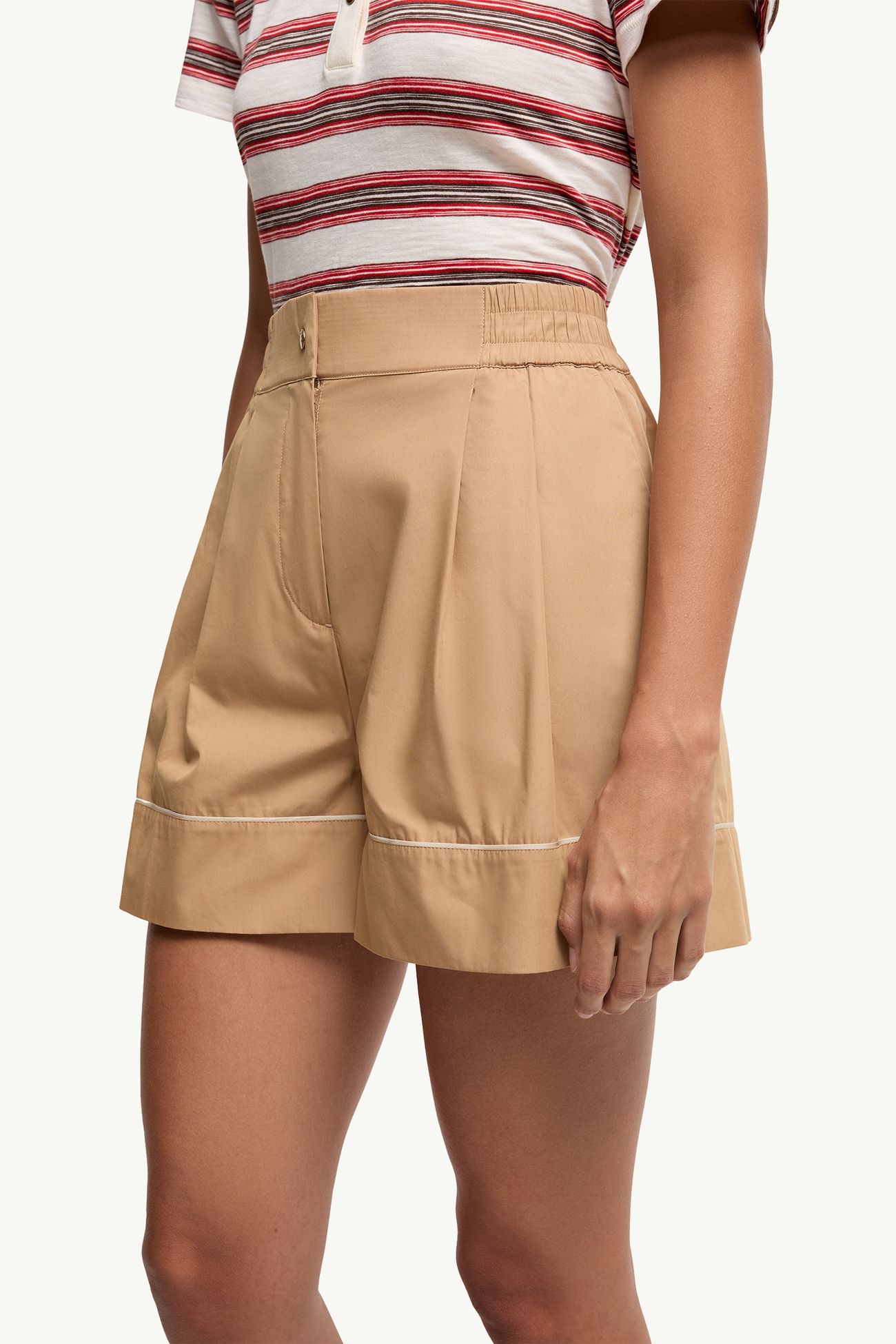 Tailored Cotton Blend Shorts Women Beige Moncler 1