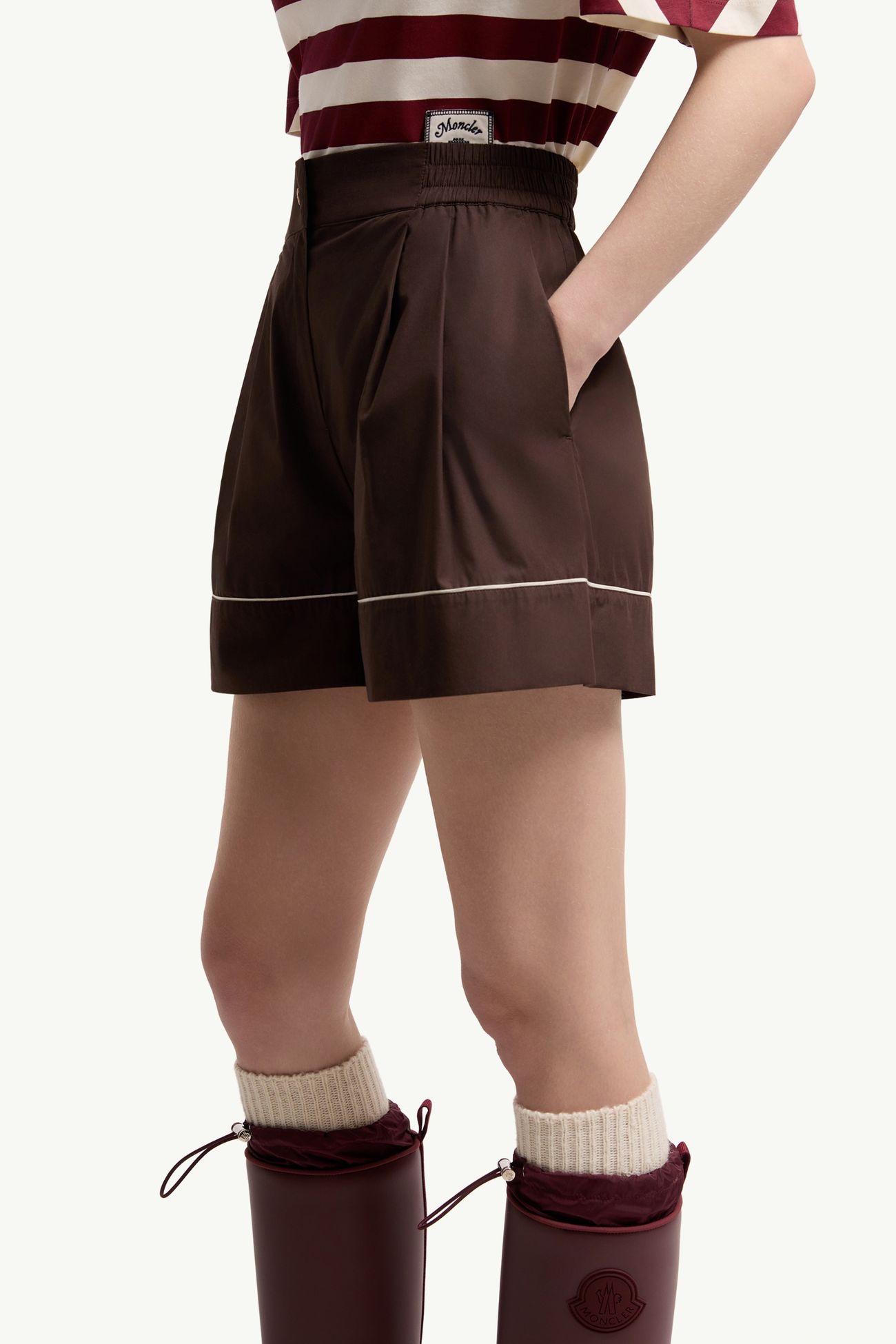 Tailored Cotton Blend Shorts Women Brown Moncler 1