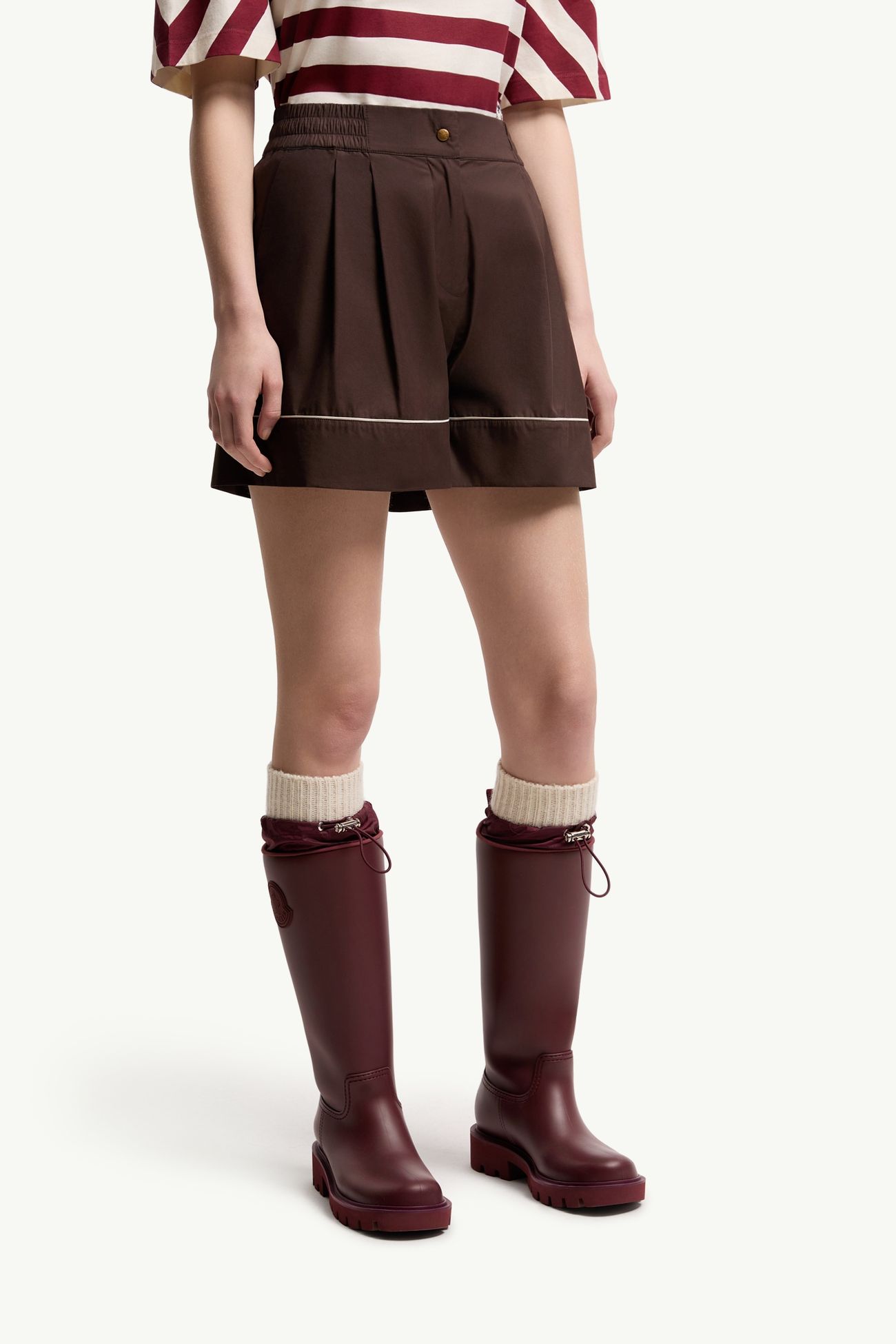Tailored Cotton Blend Shorts Women Brown Moncler 3