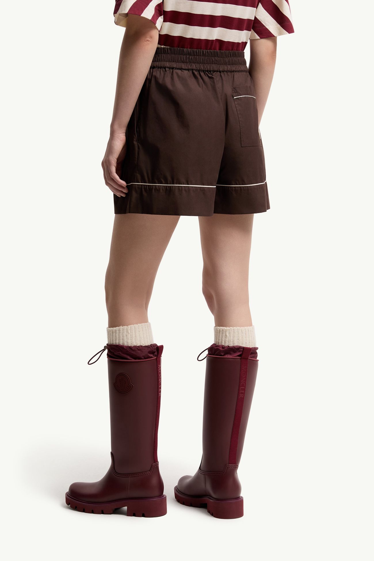 Tailored Cotton Blend Shorts Women Brown Moncler 4